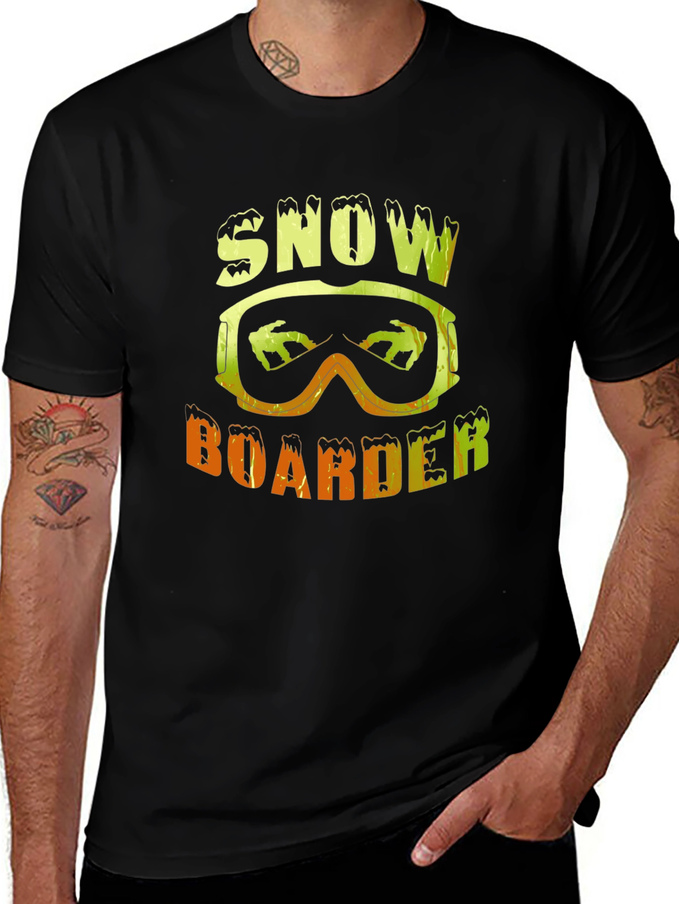 Variant 16 of Snowboarder Graphic Tee - Black Cotton T-Shirt