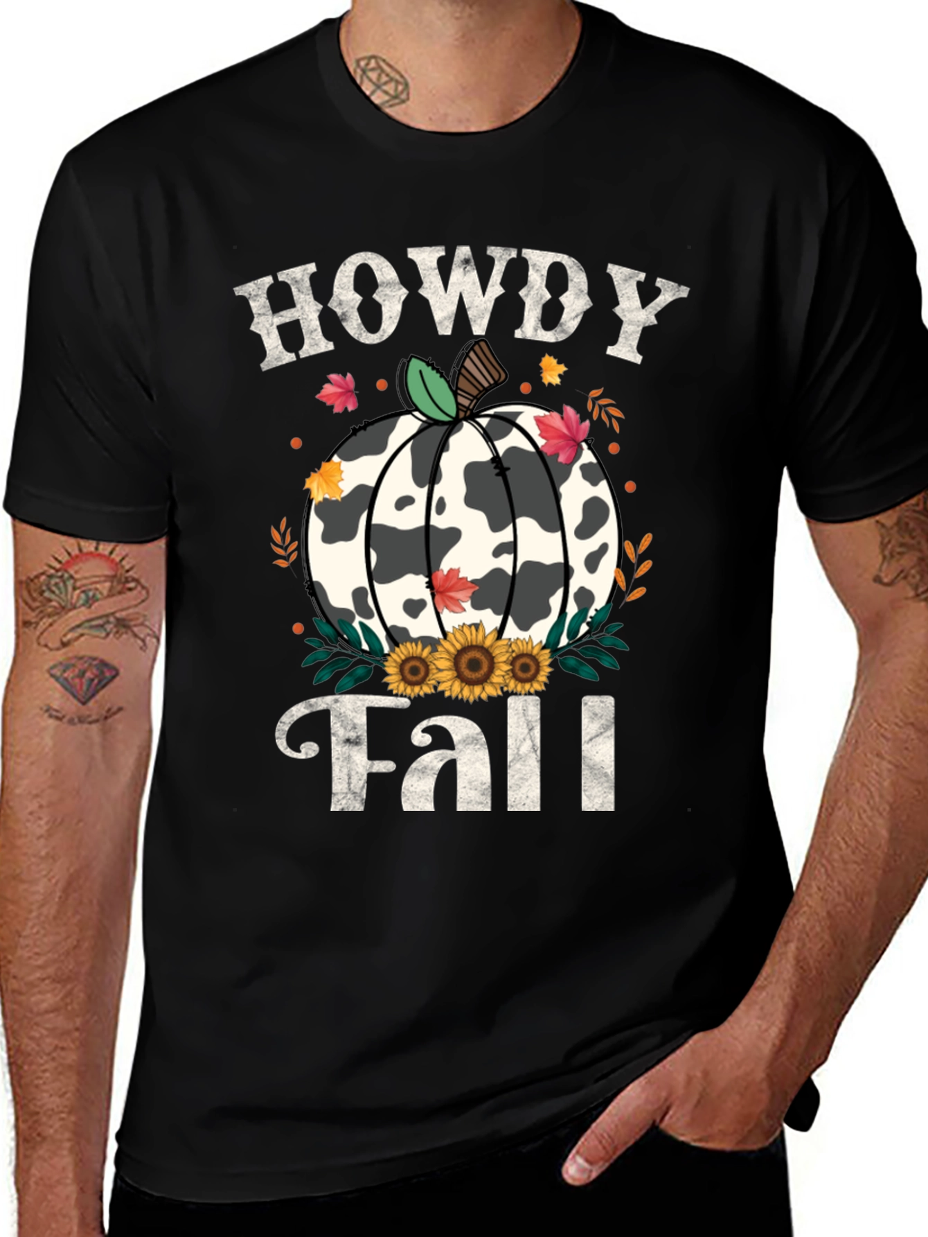 Variant 6 of Howdy Fall Cow Print Pumpkin T-Shirt