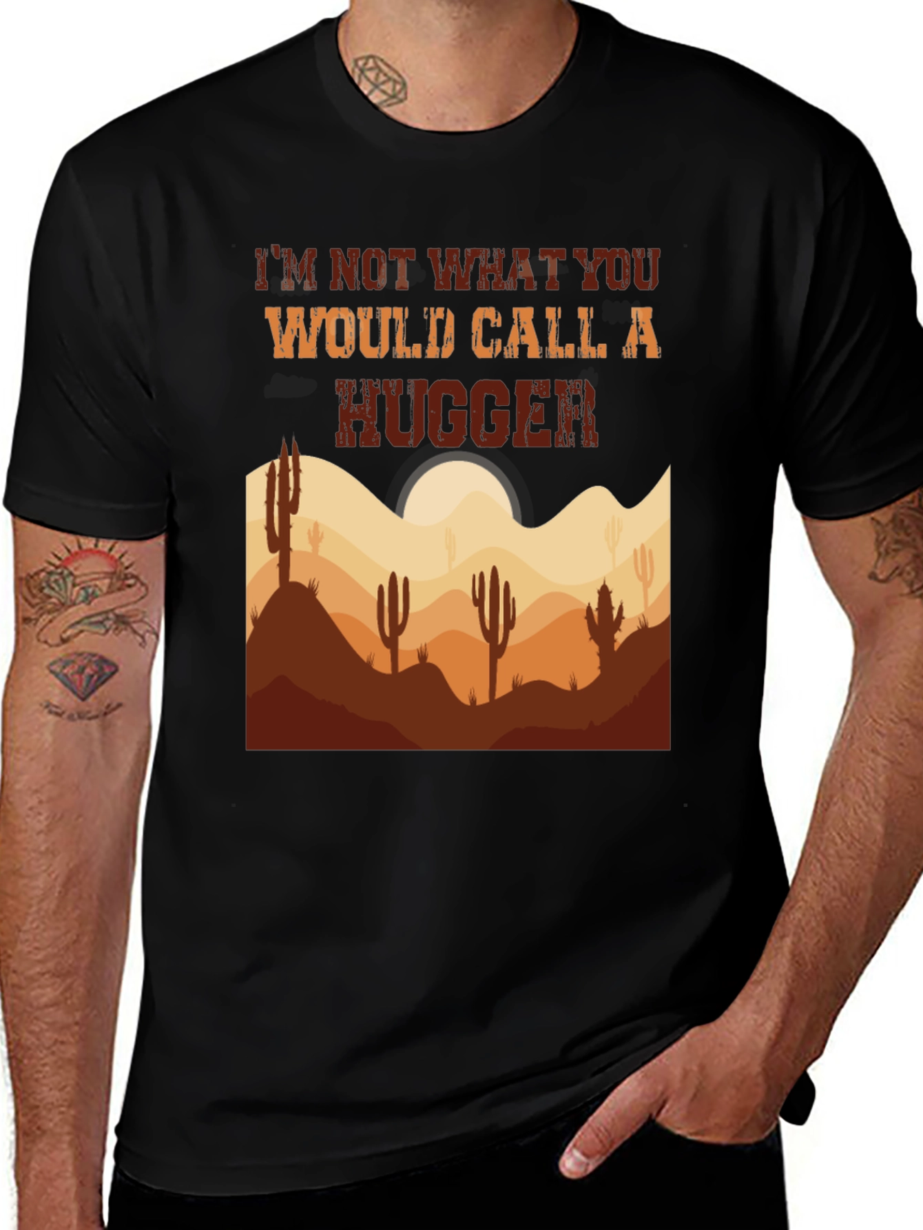 Variant 18 of Not a Hugger Cactus Graphic T-Shirt - Desert Humor