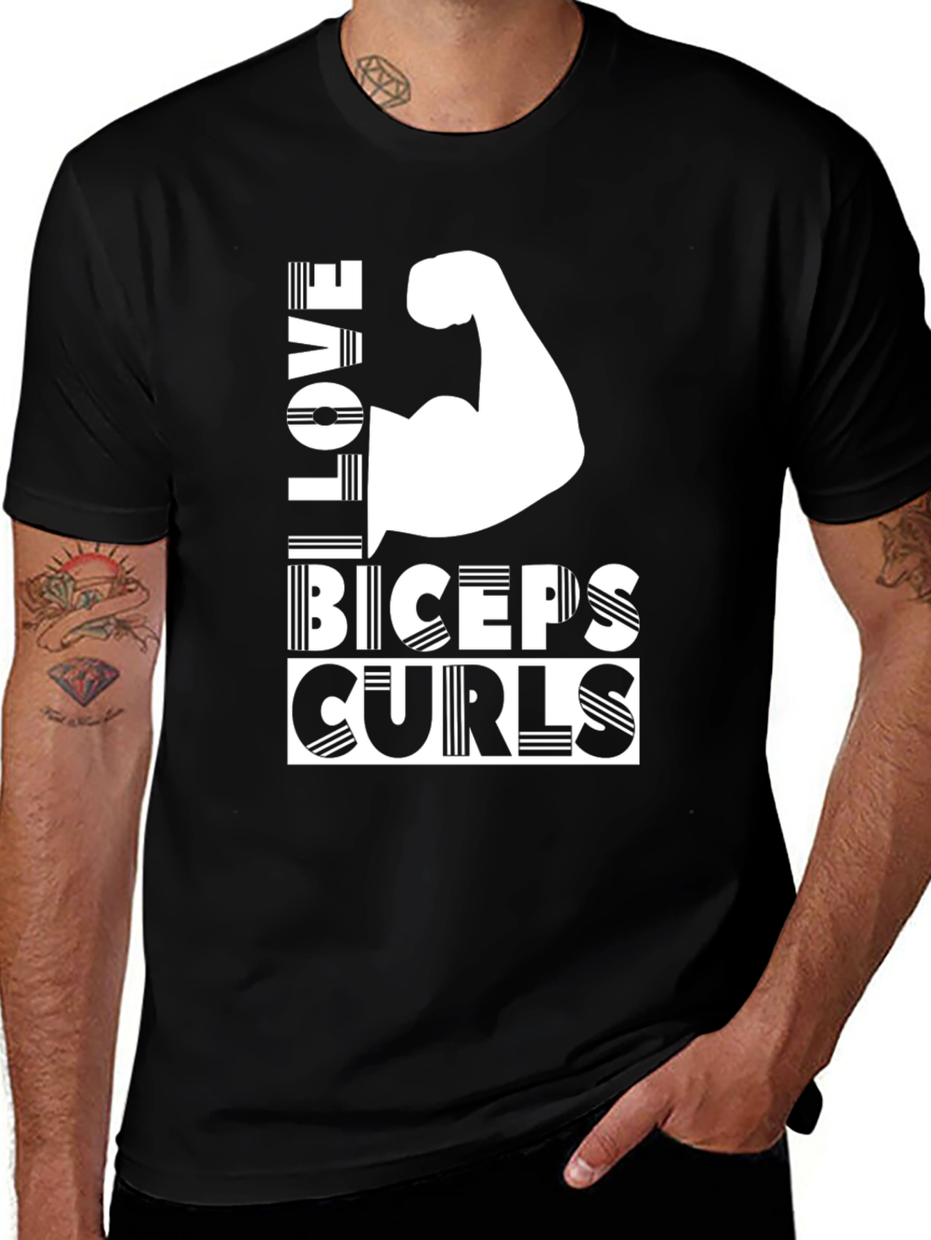 Variant 14 of I Love Biceps Curls T-Shirt - Gym Workout Tee