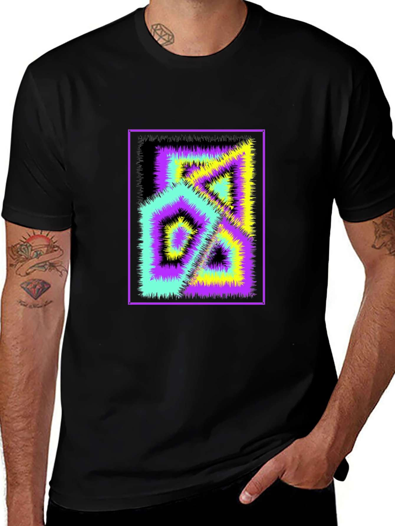 Variant 20 of Abstract Graphic Print Black T-Shirt