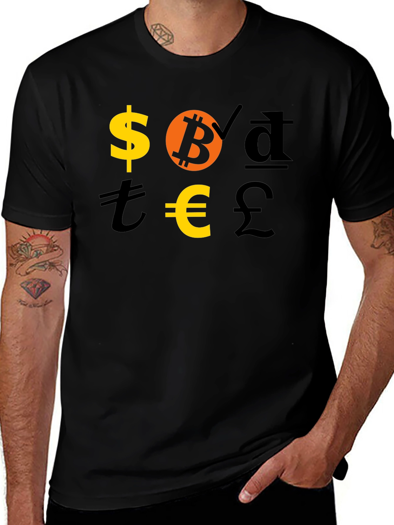 Variant 2 of Currency Symbol T-Shirt: Bitcoin, Dollar, Euro & More!