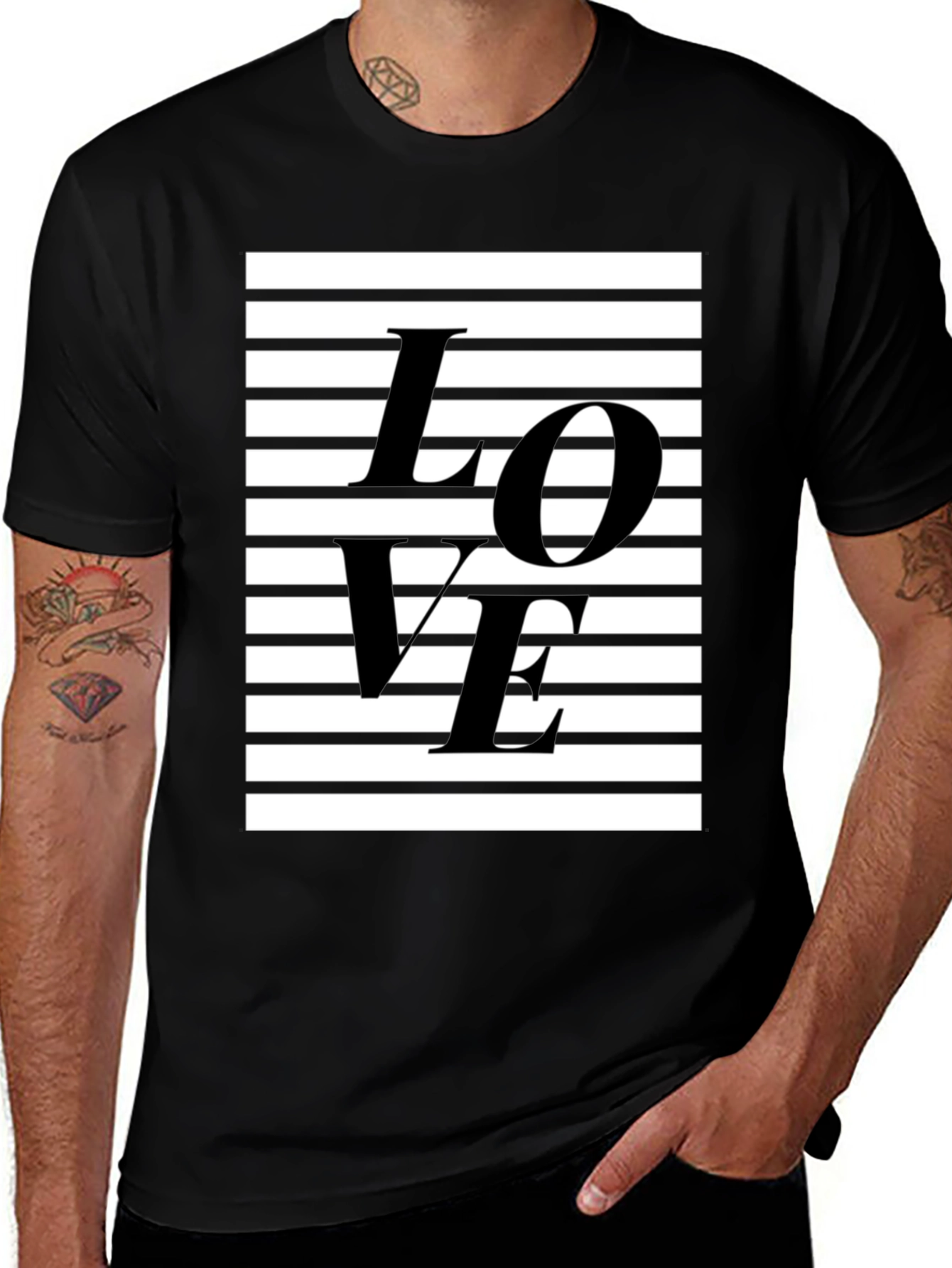 Variant 20 of Love Stripes Black T-Shirt