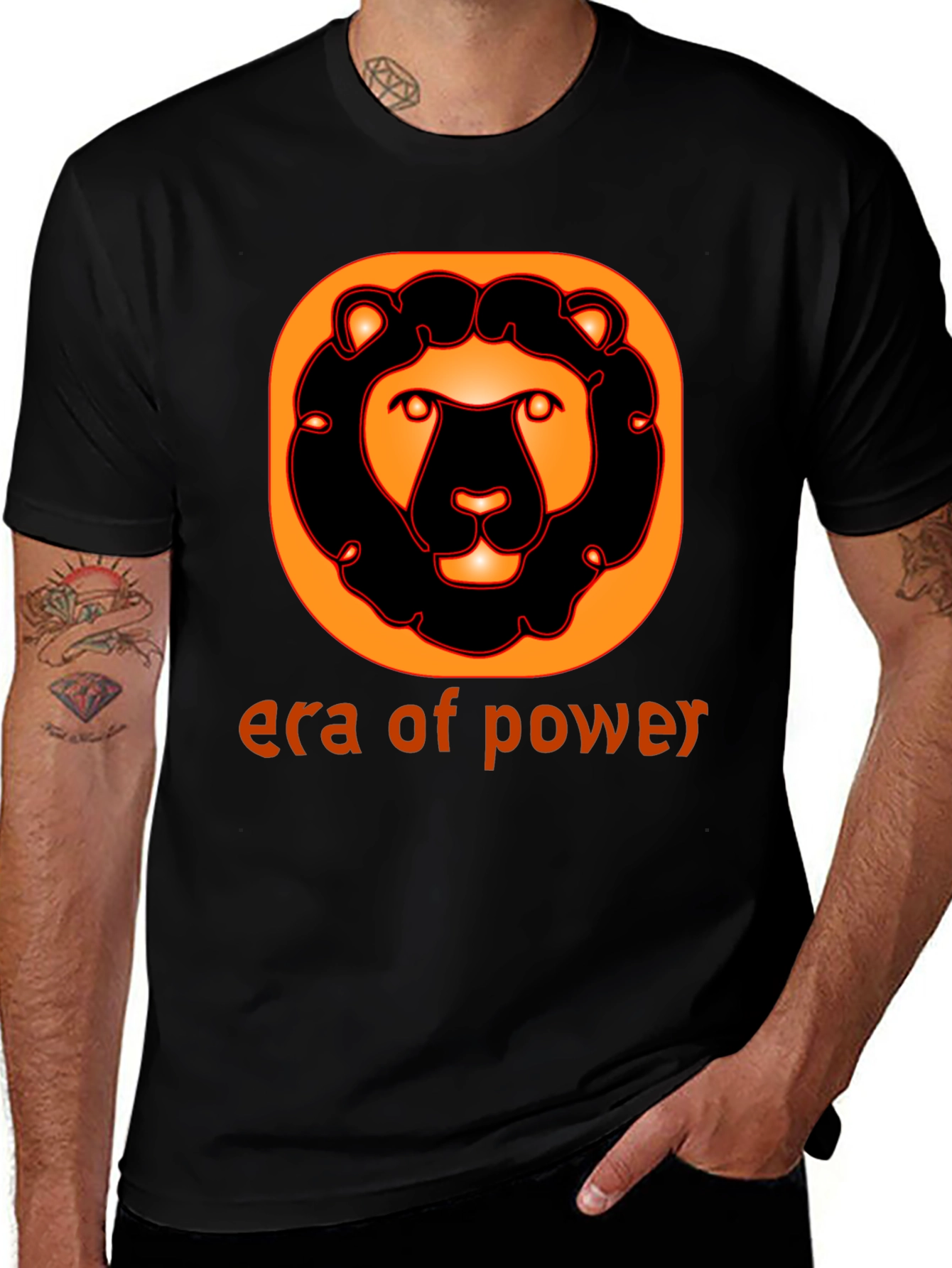 Variant 21 of Era of Power Graphic Lion Tee - Black Cotton Shirt