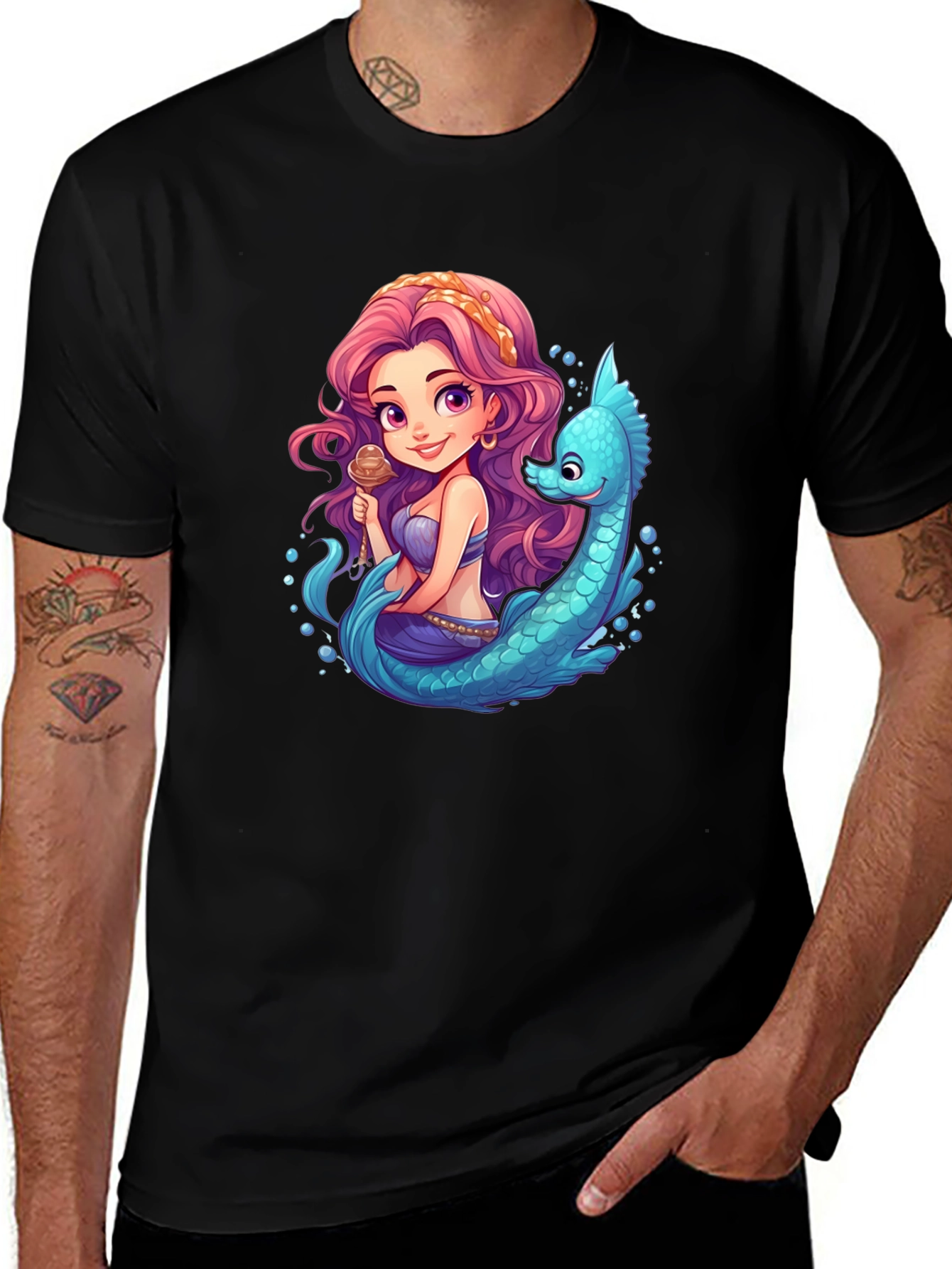 Variant 17 of Mermaid & Sea Serpent Cartoon T-Shirt