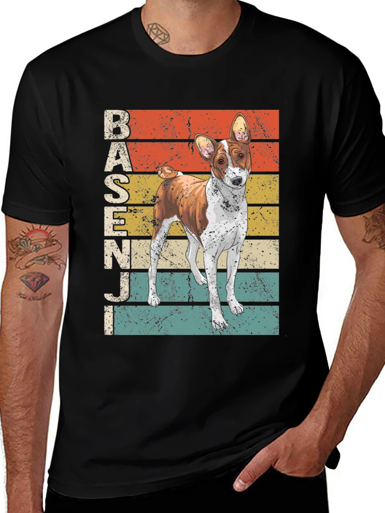Basenji Dog Breed Retro T-Shirt - Unisex Crew Neck Tee
