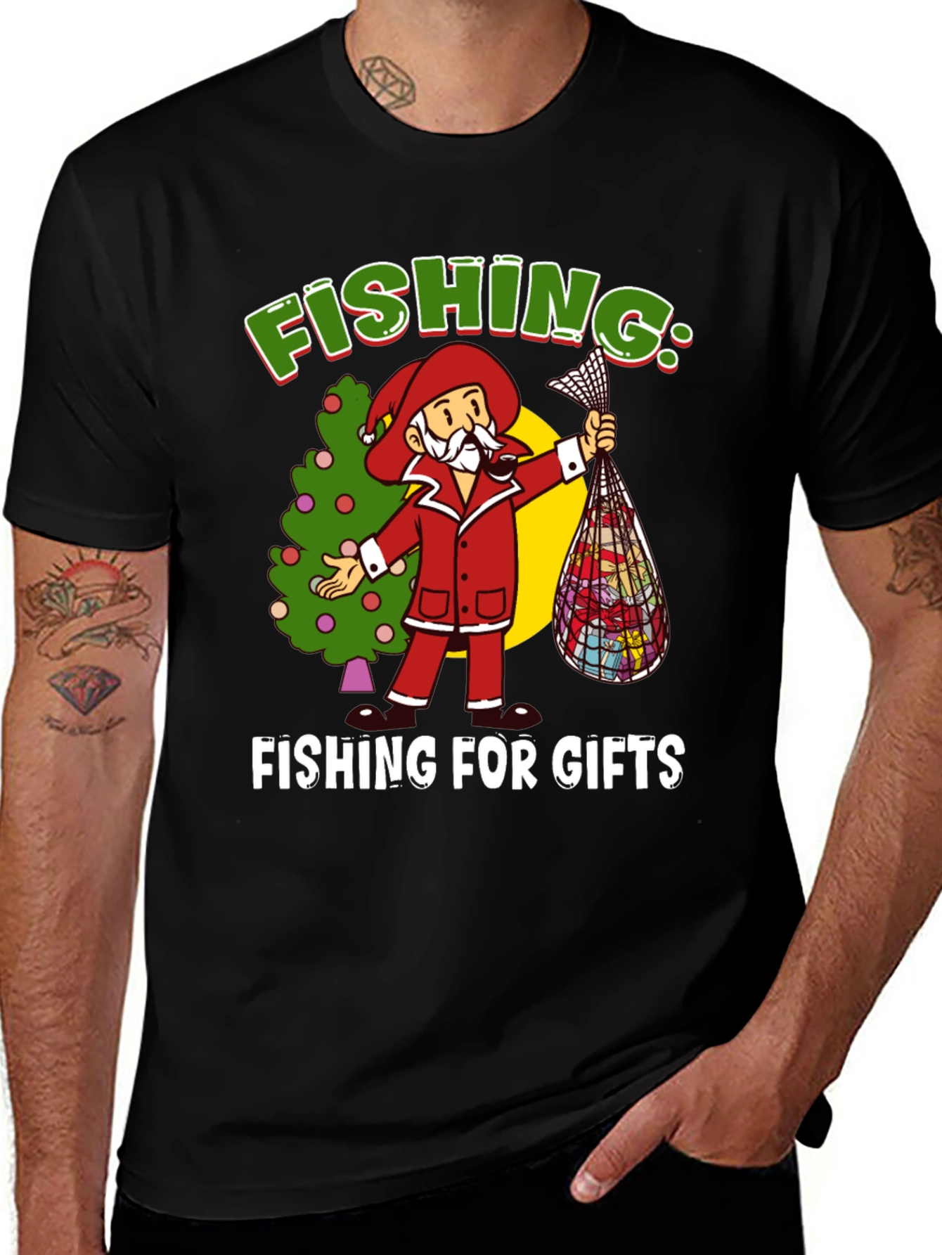 Festive Fishing for Gifts Christmas T-Shirt