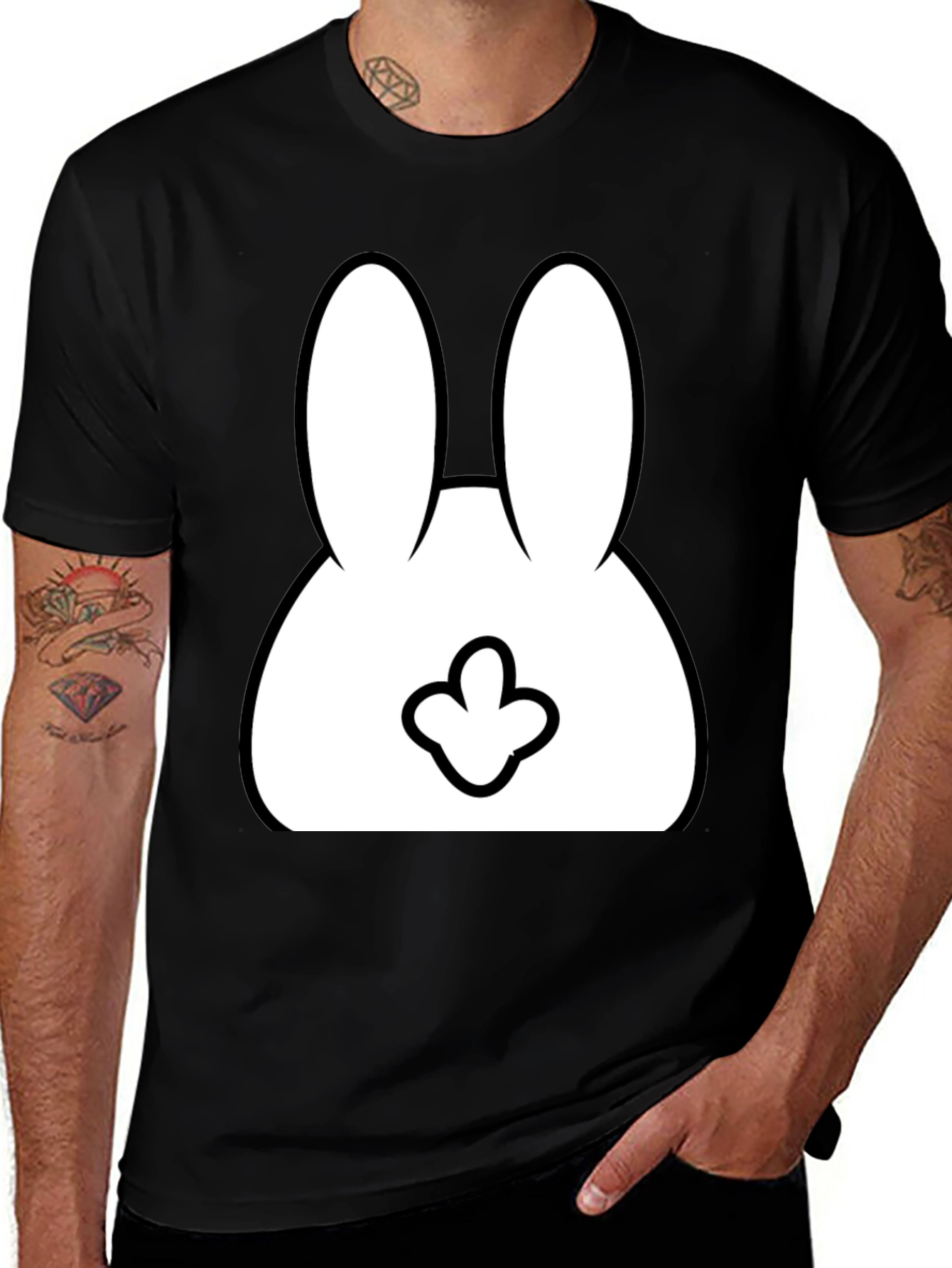 Variant 2 of Funny Bunny Graphic T-Shirt - Black Cotton Tee