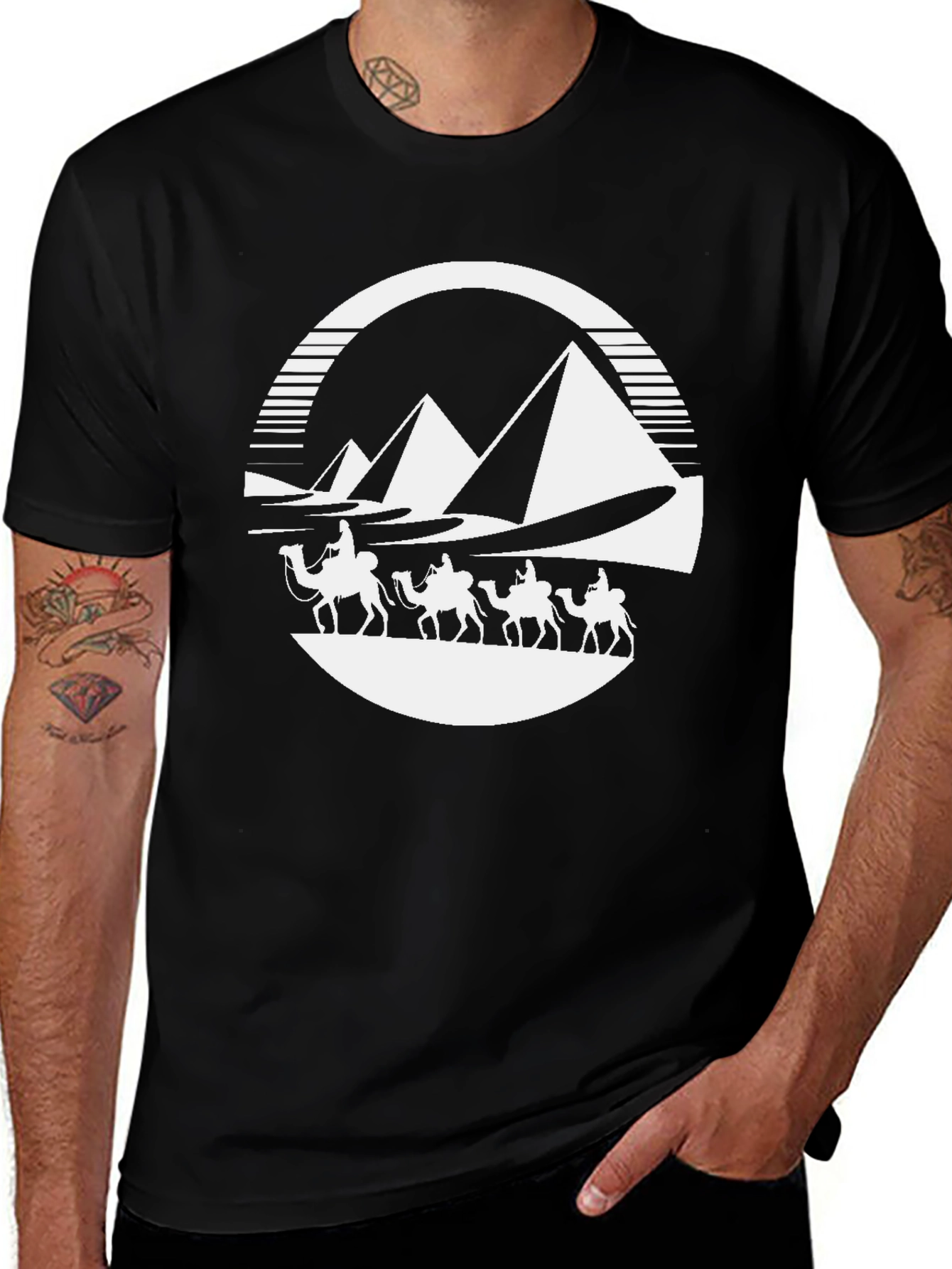 Variant 22 of Egyptian Pyramids Camel Caravan Men's Graphic T-Shirt