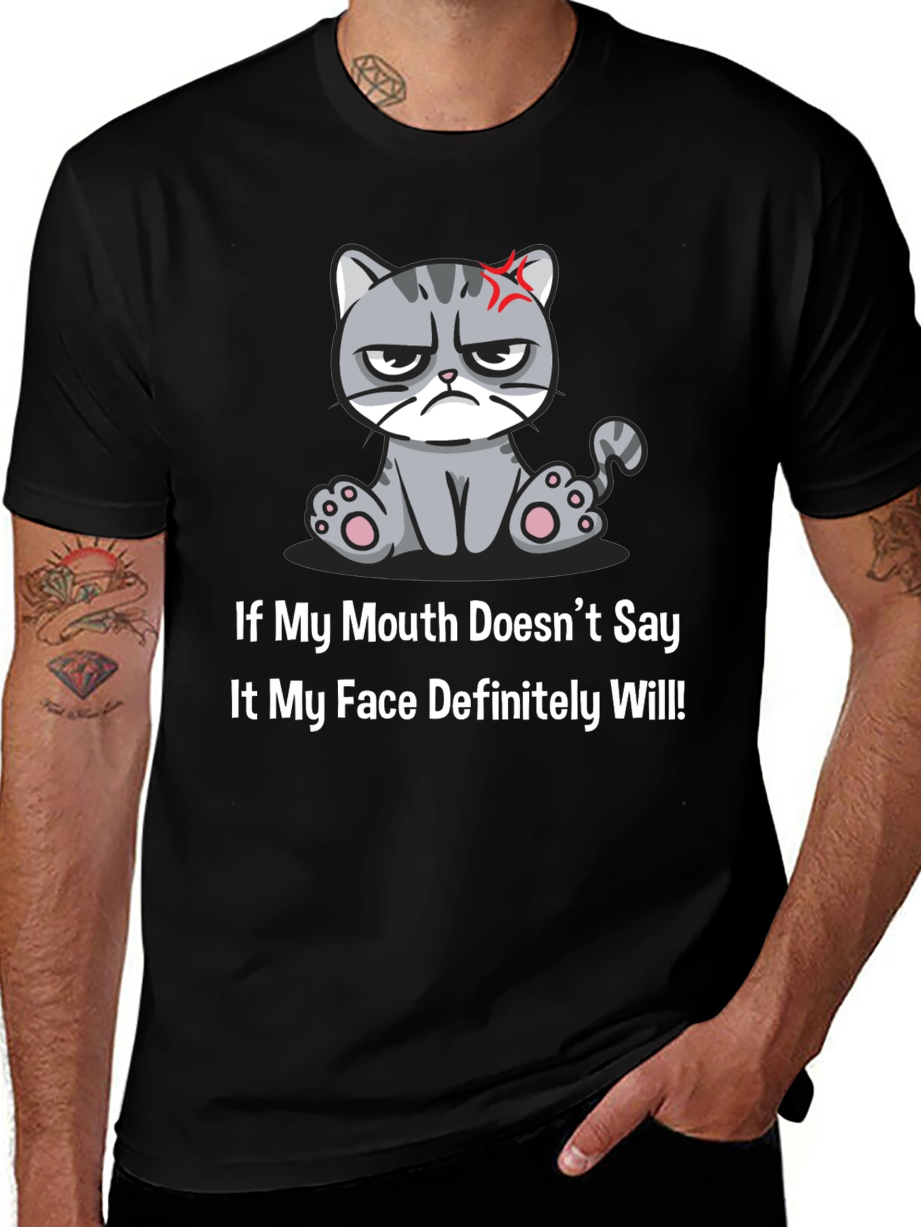 Black Grumpy Cat T-Shirt - Funny Graphic Tee main image