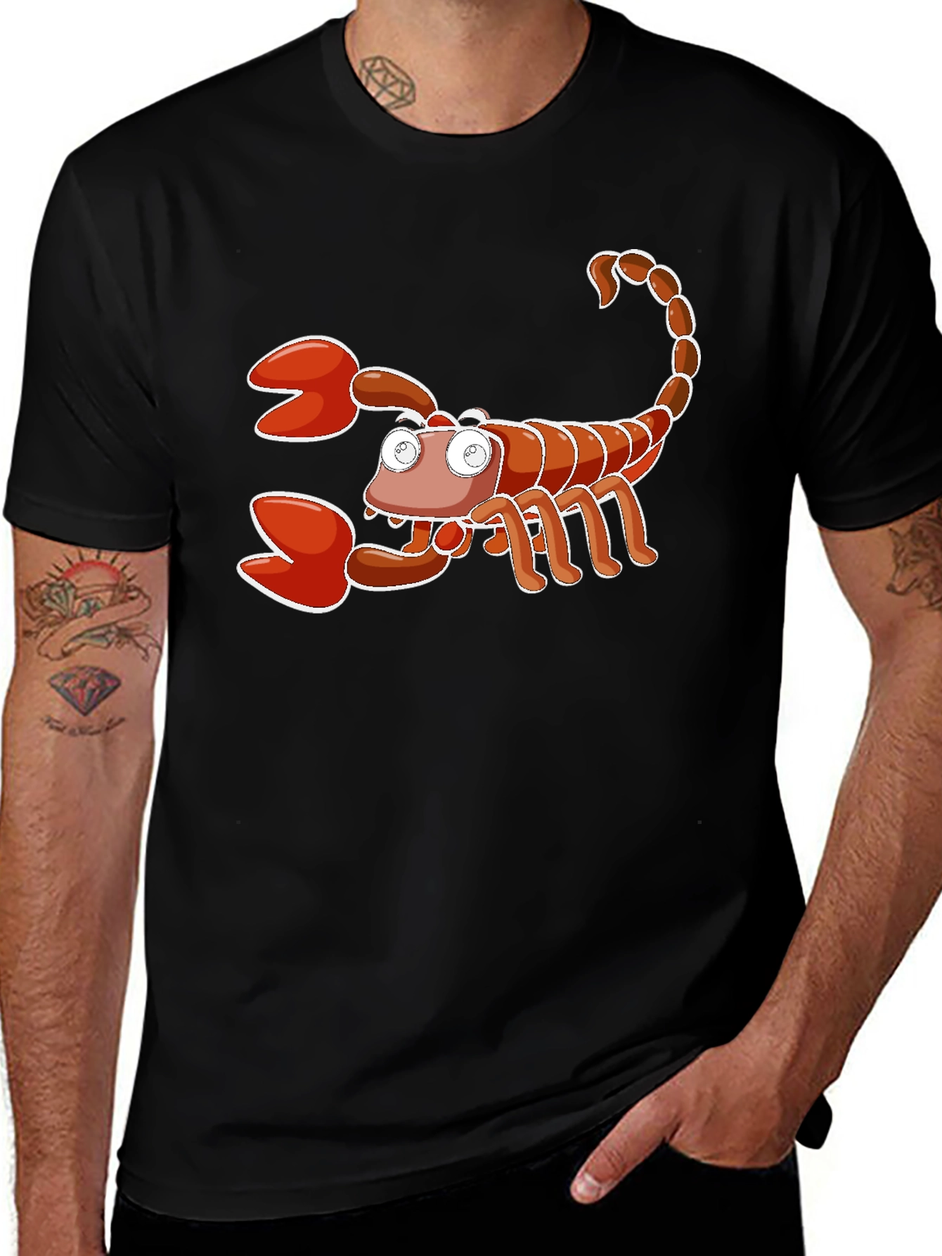 Variant 13 of Cartoon Scorpion Graphic T-Shirt - Black