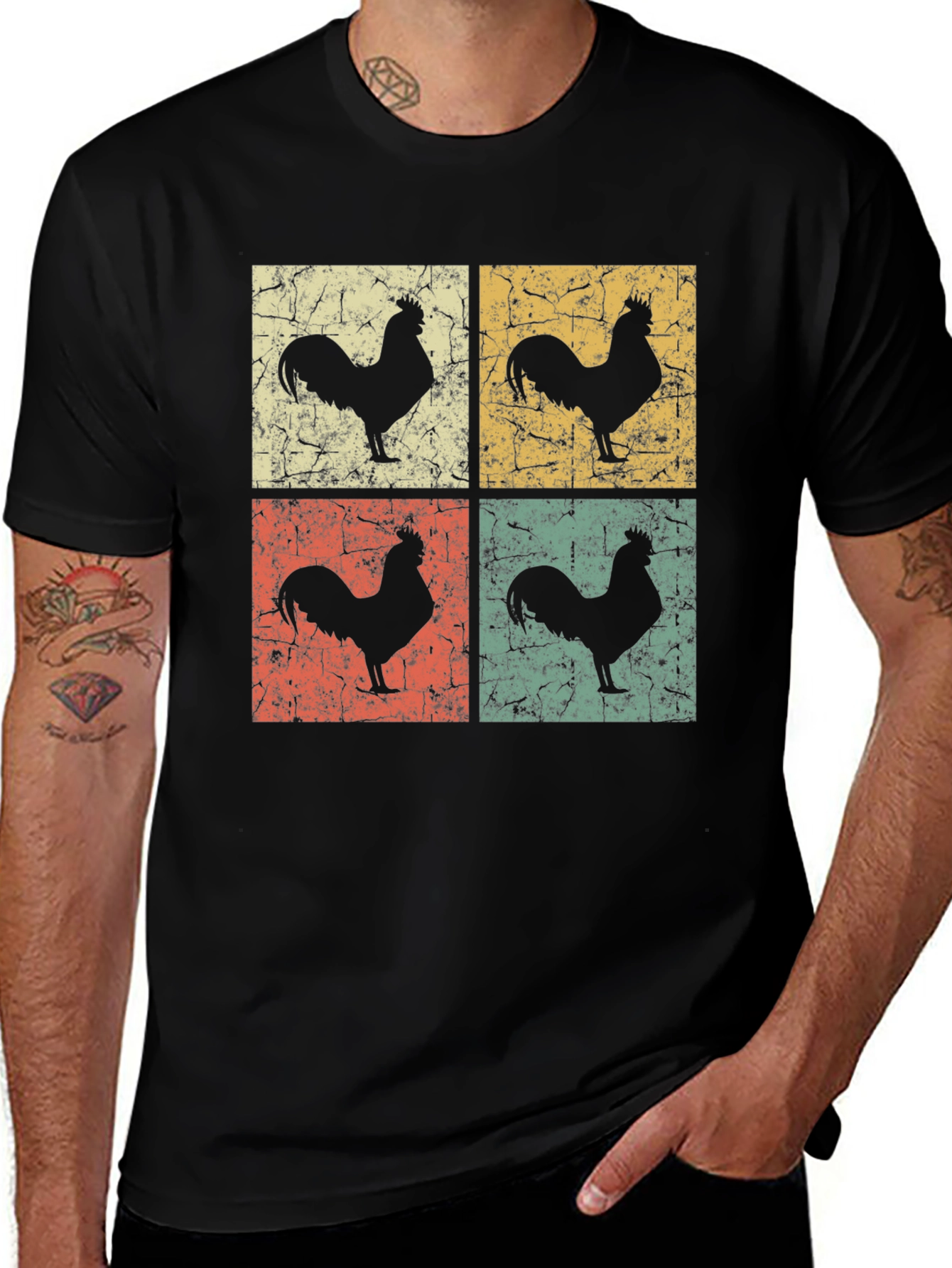 Variant 13 of Vintage Rooster Graphic T-Shirt - Retro Chicken Design