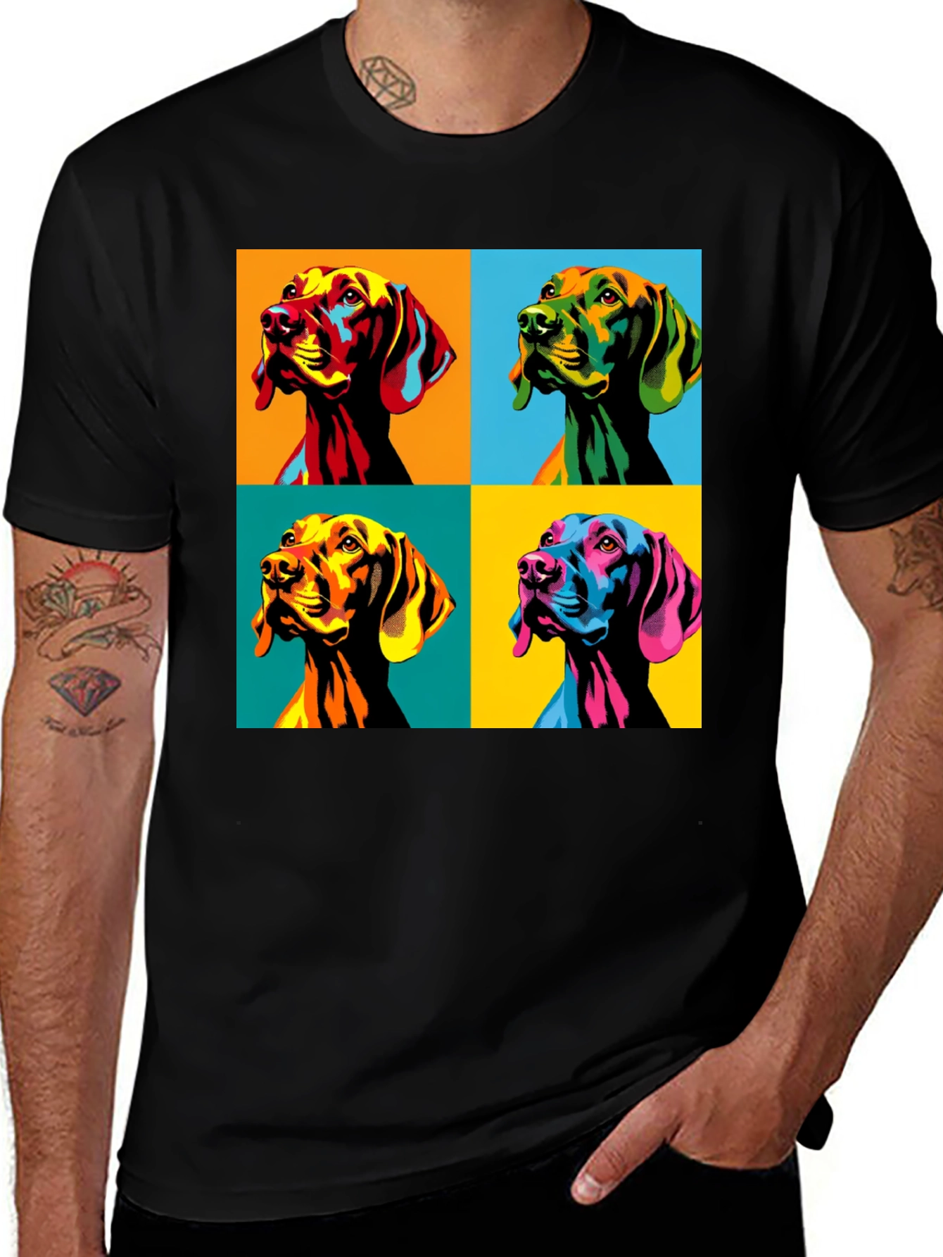 Variant 6 of Pop Art Dog Portrait T-Shirt, Colorful Graphic Tee