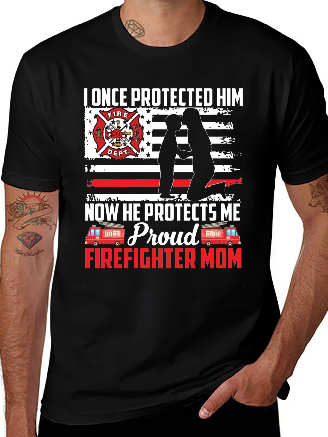 Variant 19 of Proud Firefighter Mom Graphic T-Shirt