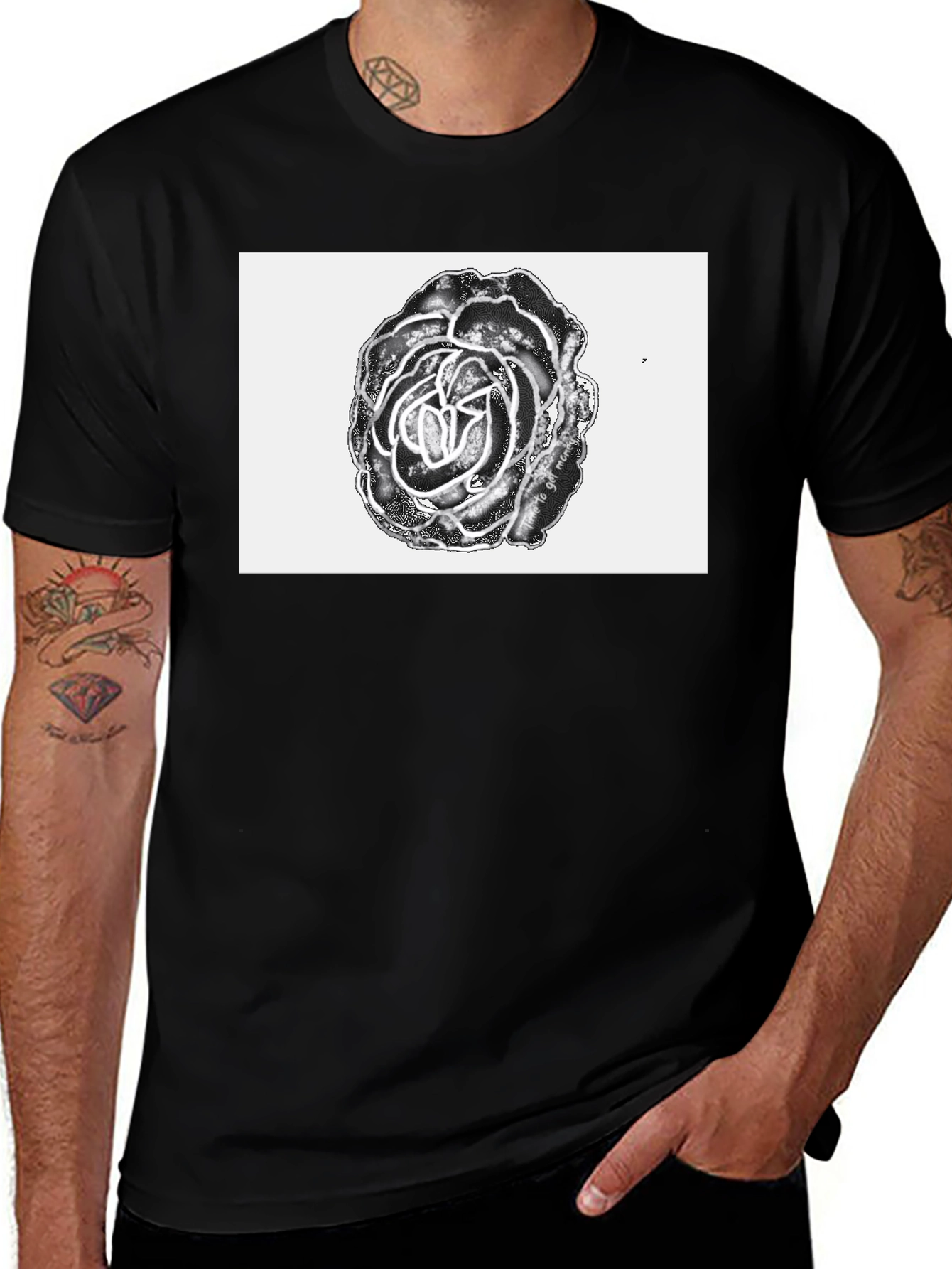 Variant 26 of Black Rose Graphic Tee - Unique Floral Design
