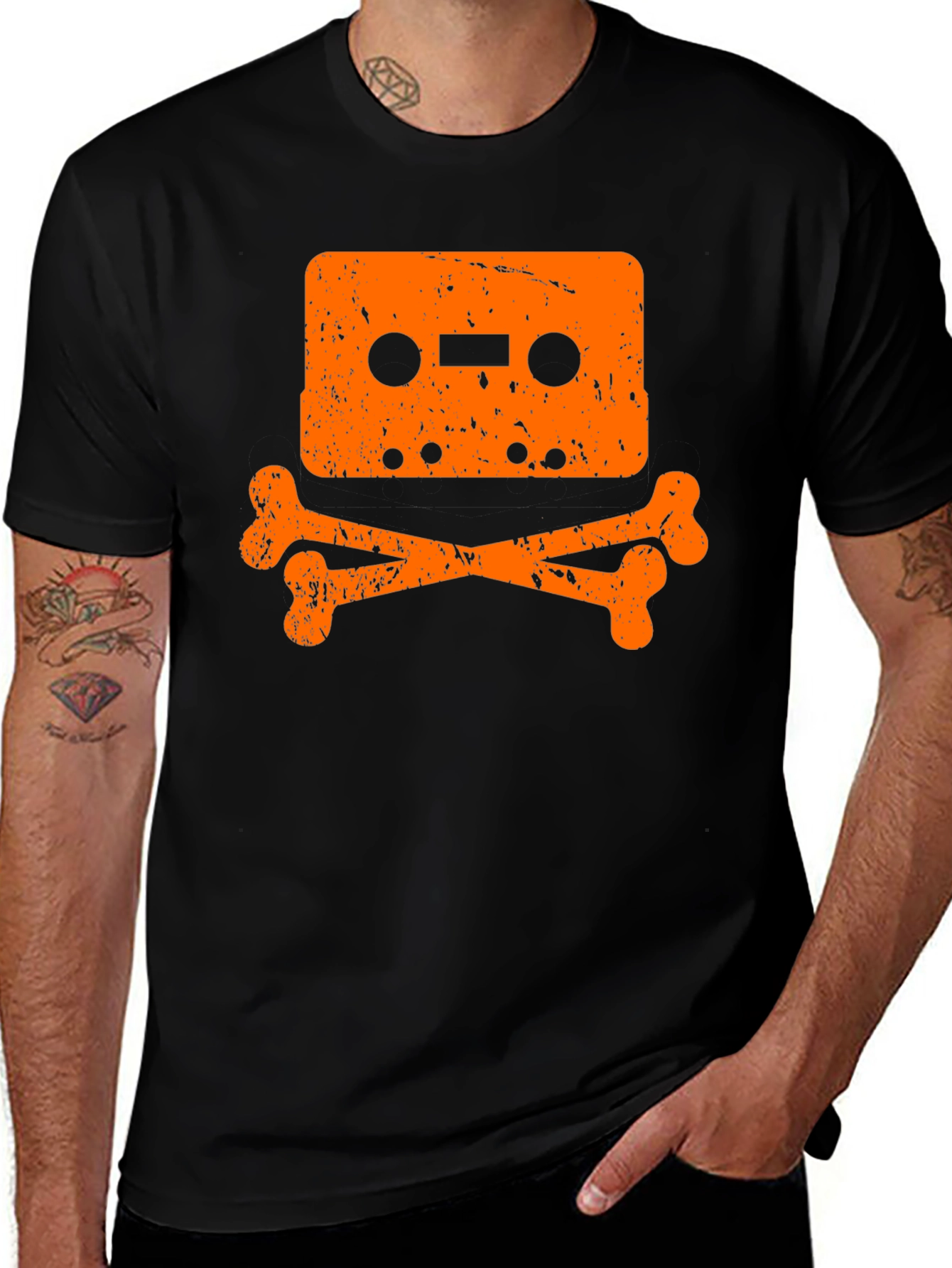 Variant 2 of Cassette Tape Skull Black T-Shirt