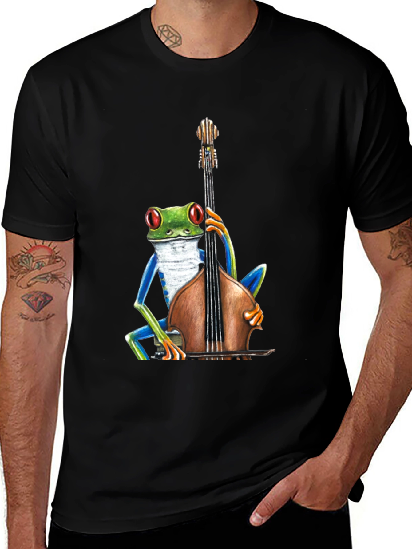 Variant 14 of Frog Playing Bass T-Shirt - Cool Musician Tee