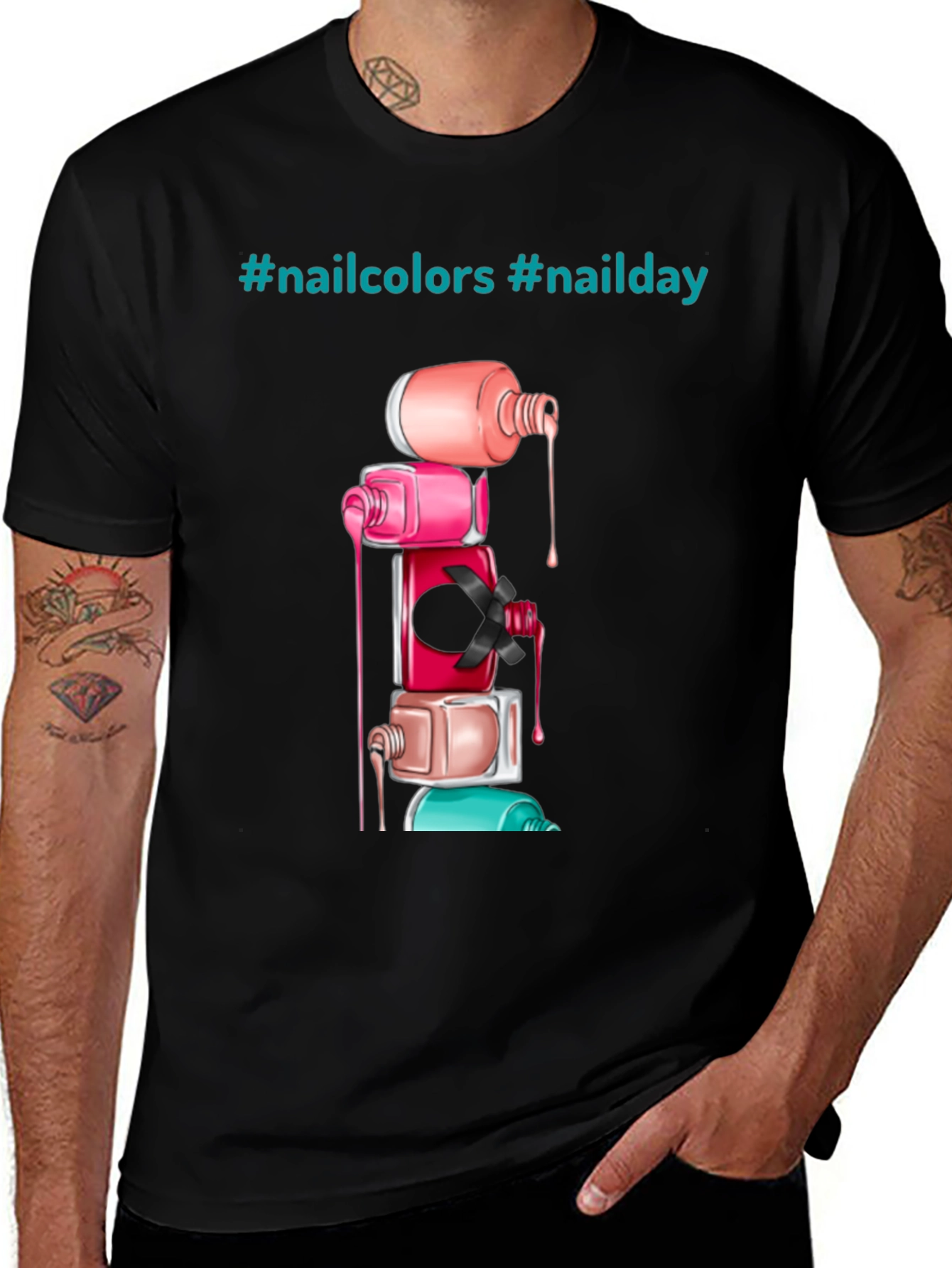 Variant 5 of Nail Polish Stack Tee - Fashionable Nail Art Shirt
