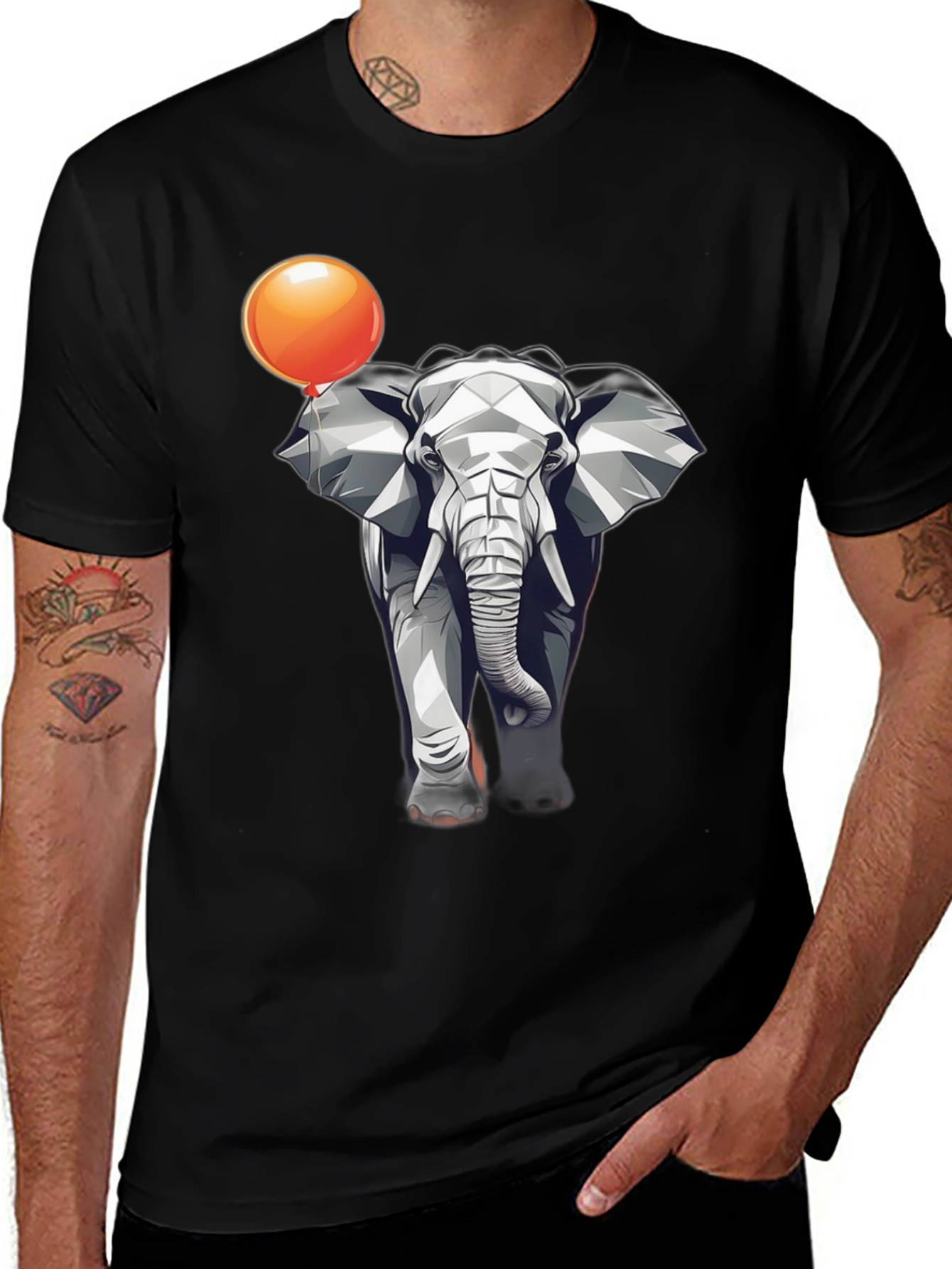Variant 16 of Elephant & Balloon Graphic Tee - Stylish Black Cotton T-Shirt