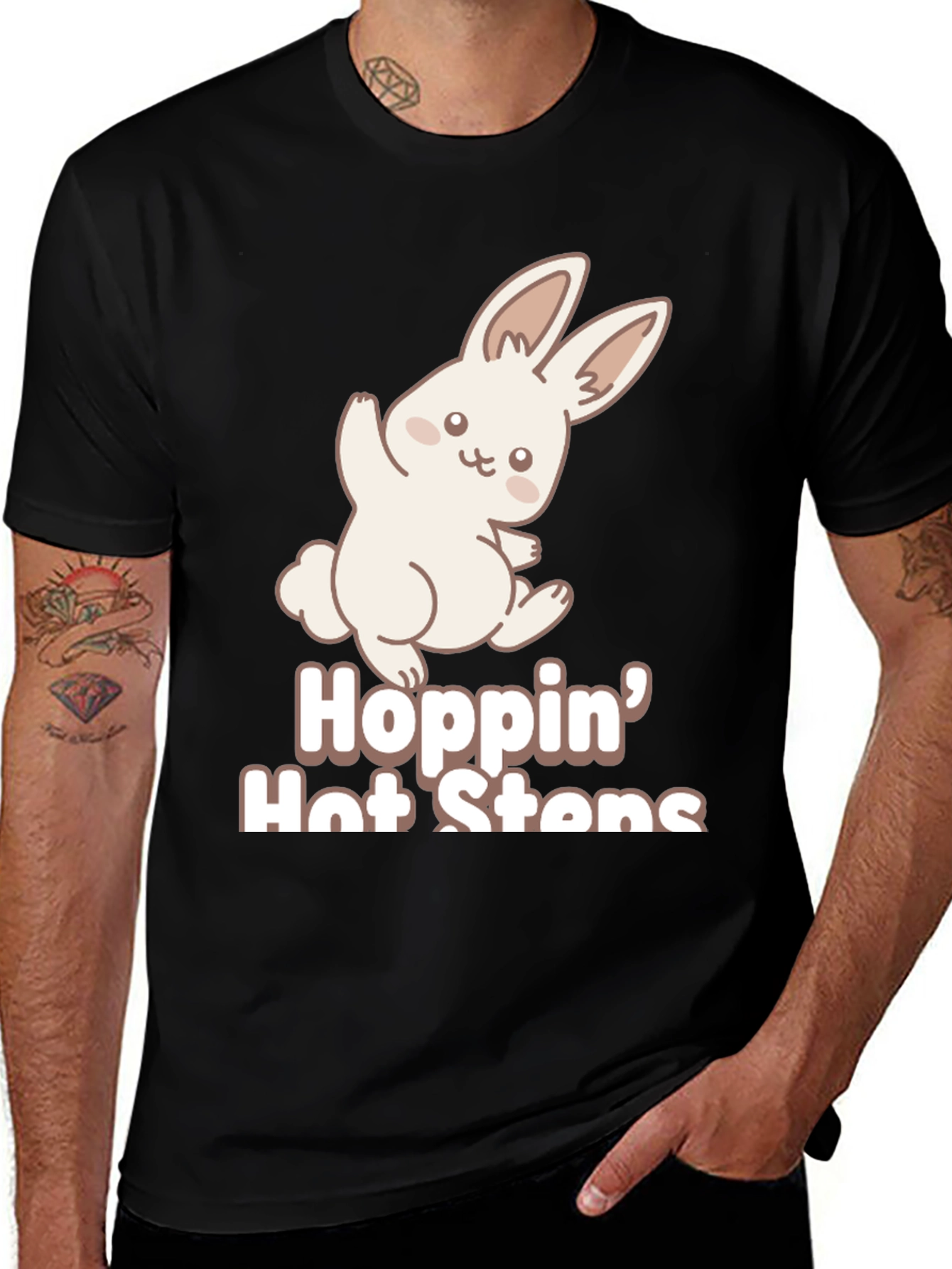 Variant 14 of Cute Bunny Hoppin' Hot Steps Black Tee