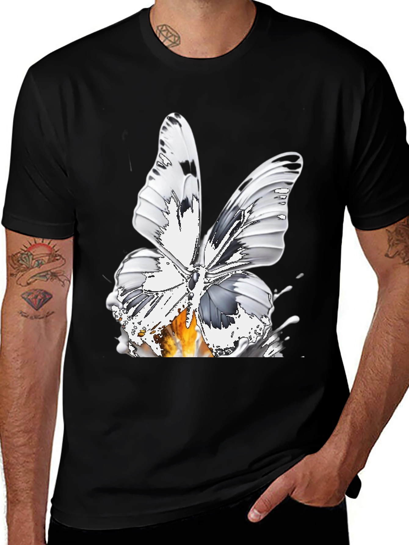 Variant 3 of Butterfly Graphic Print Men's Black T-Shirt
