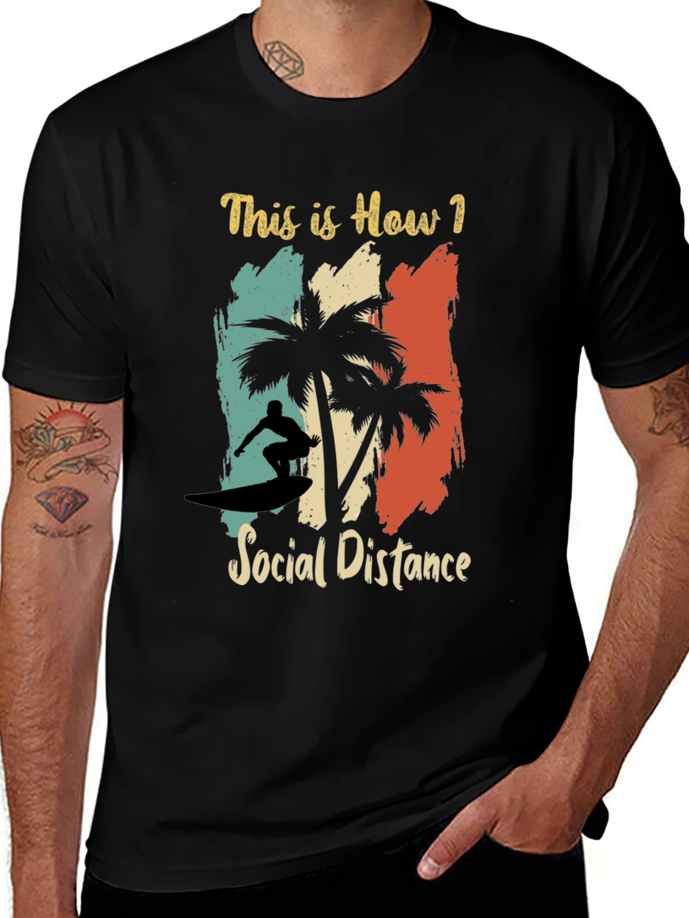 Variant 28 of Surfing Social Distance Graphic Tee
