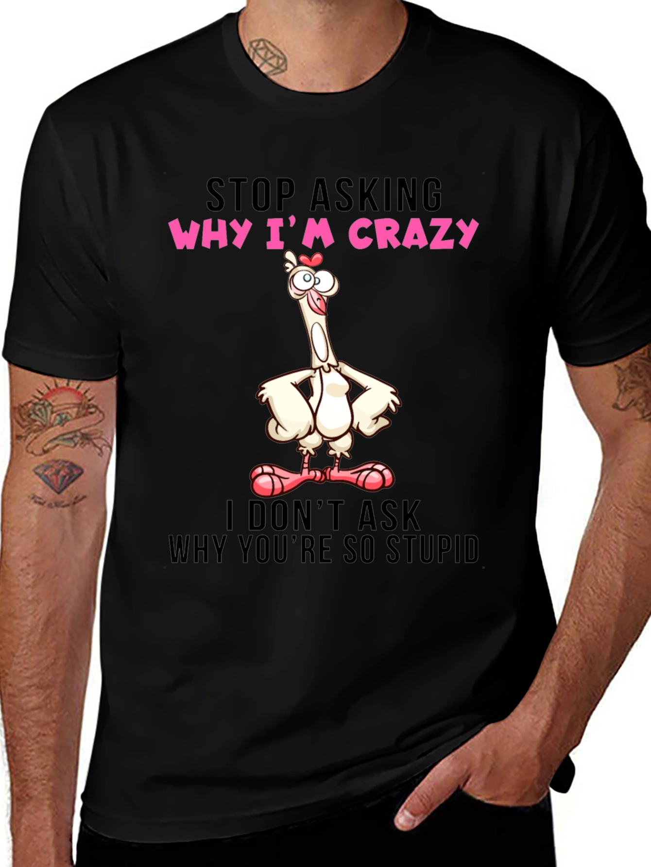 Variant 3 of Crazy Chicken Graphic Tee - Funny Slogan Shirt