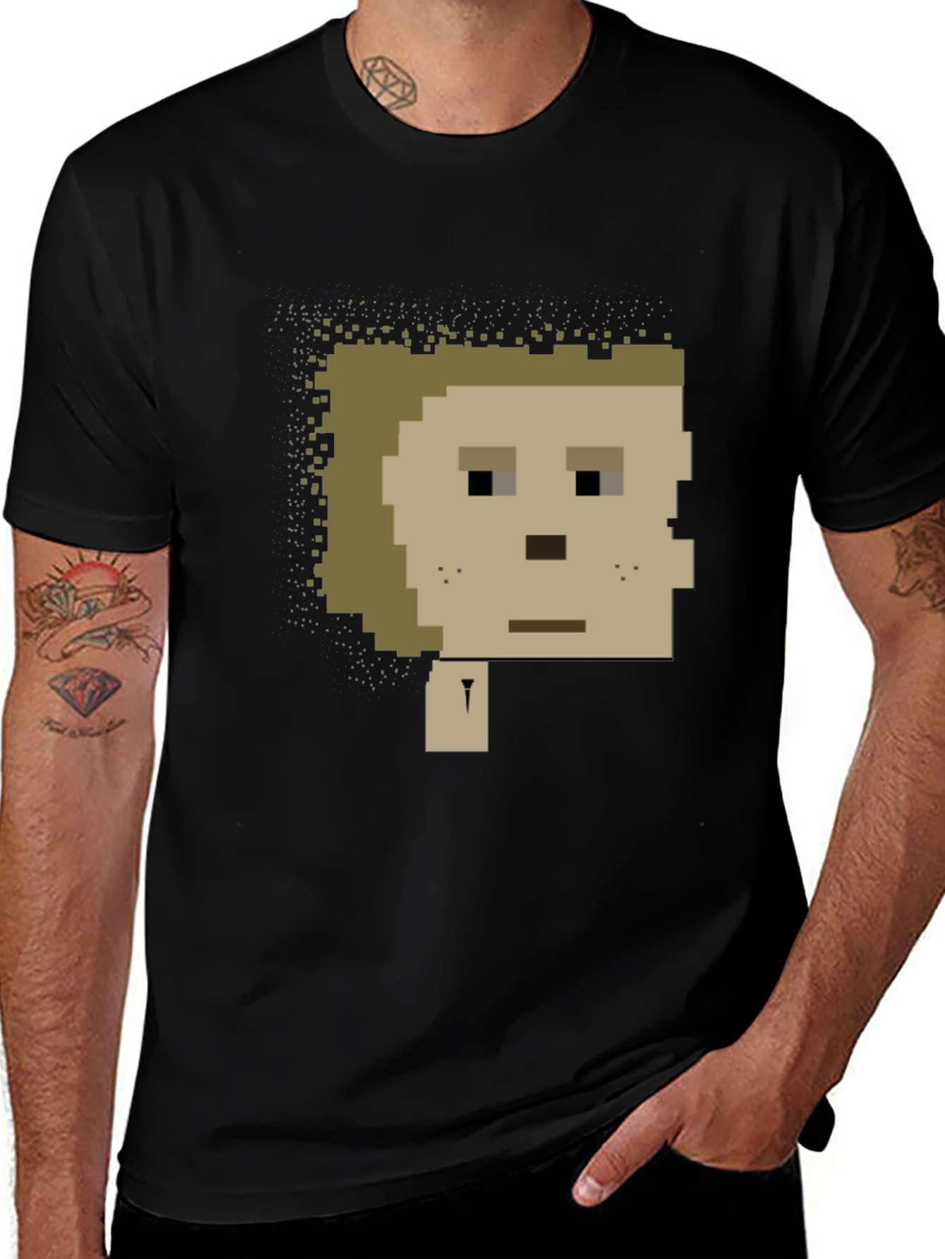Variant 29 of Pixelated Character Black T-Shirt