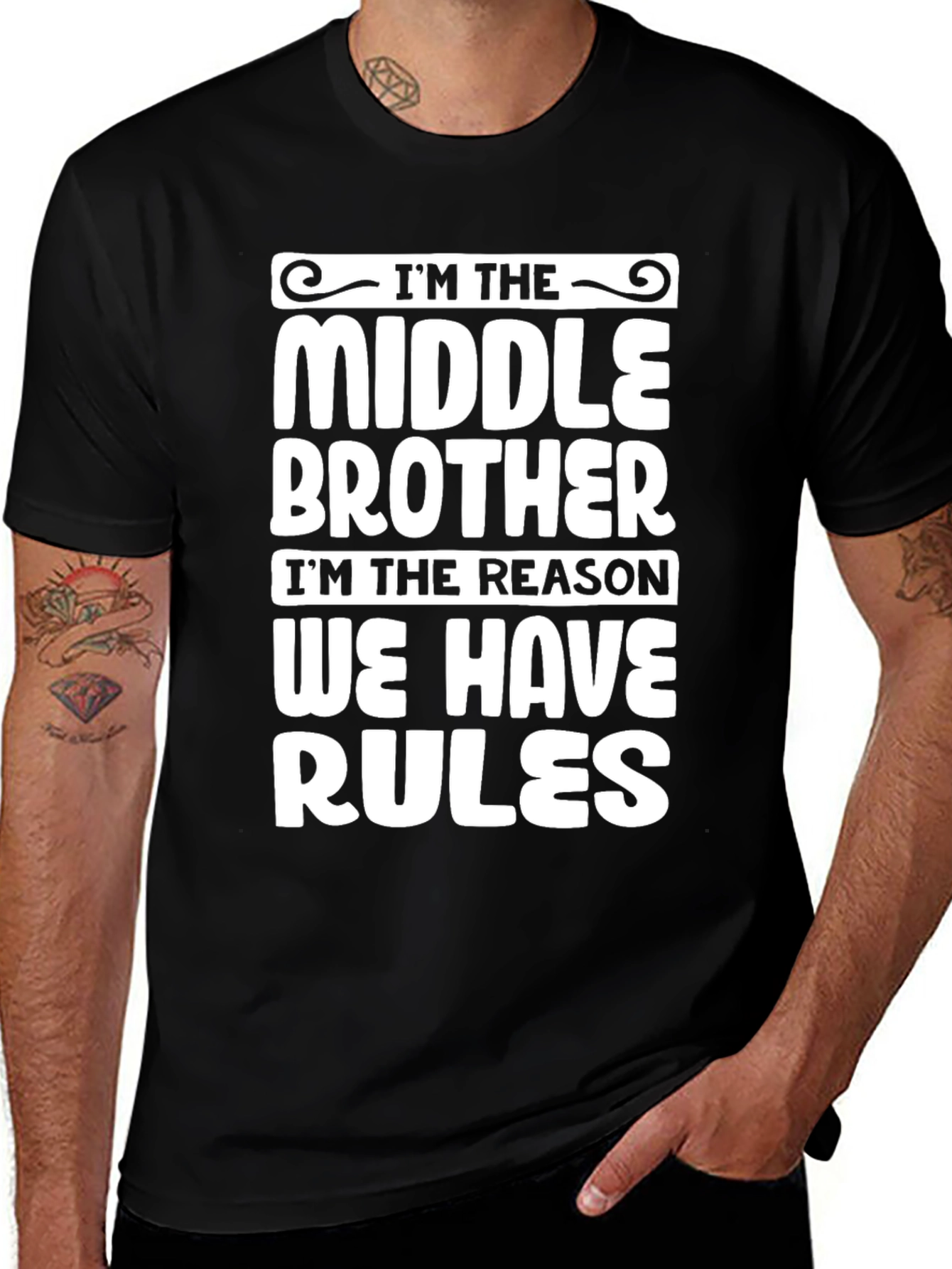 Variant 27 of Middle Brother Rules T-Shirt - Funny Sibling Humor