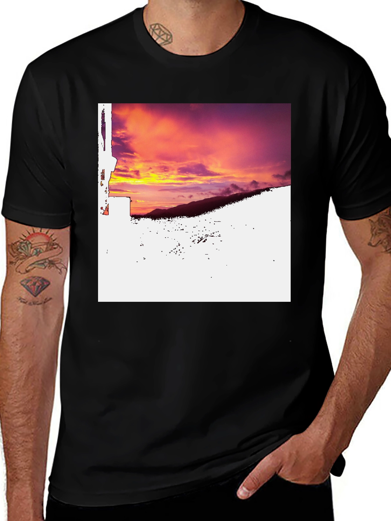 Variant 18 of Sunset Mountain Tee - Black