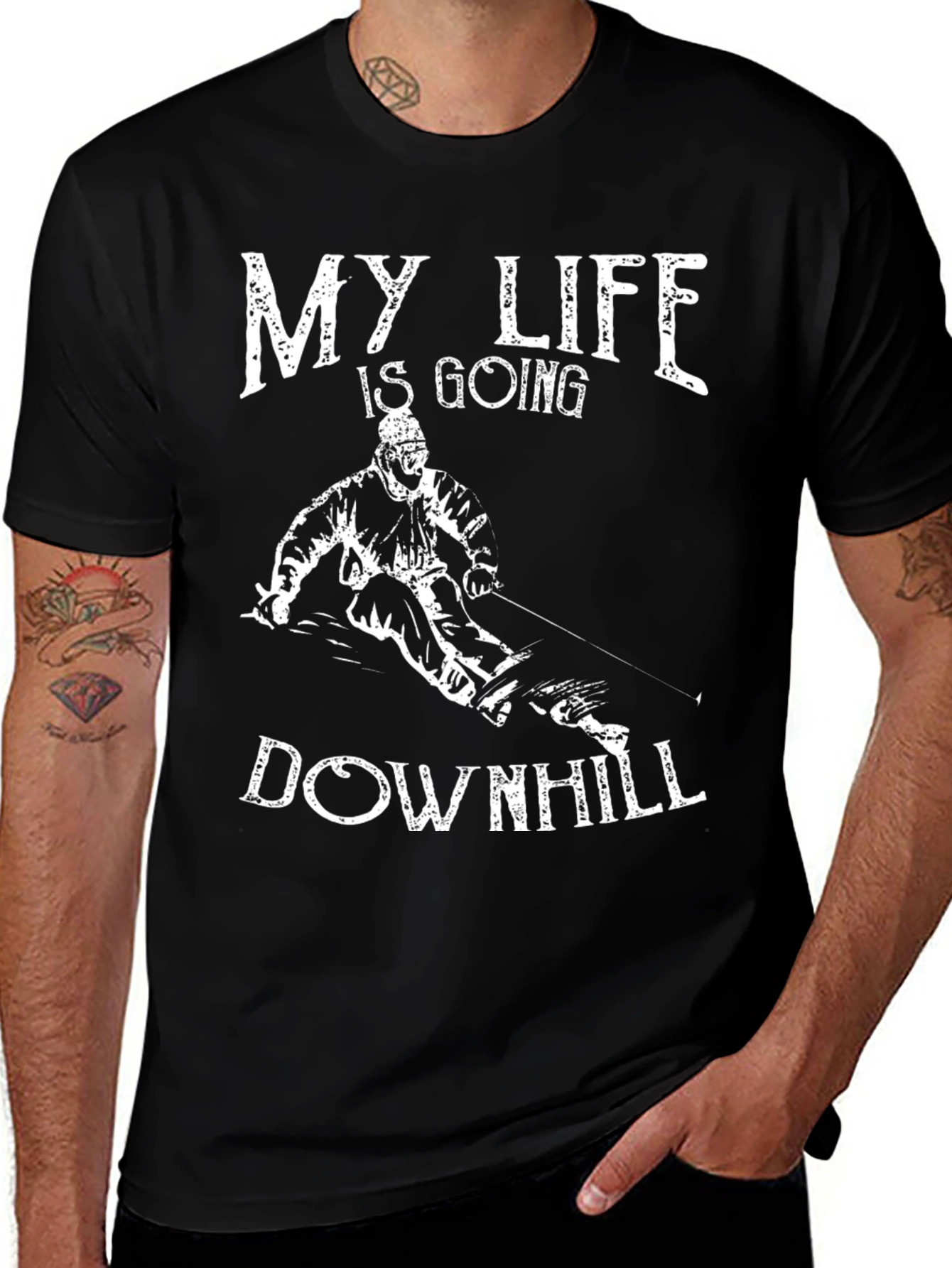 Variant 18 of My Life is Going Downhill Ski T-Shirt