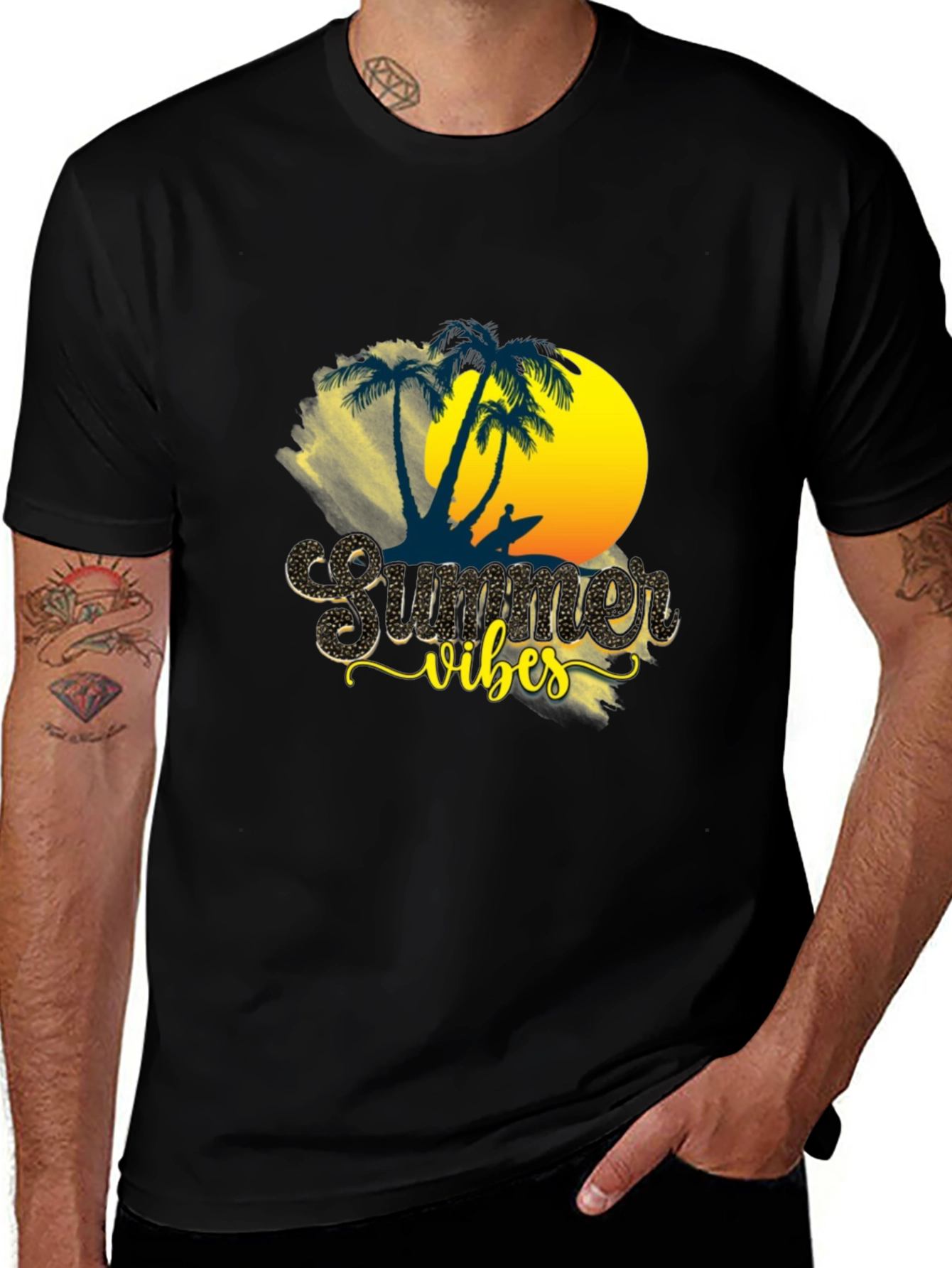Variant 10 of Summer Vibes Graphic T-Shirt - Tropical Beach Design