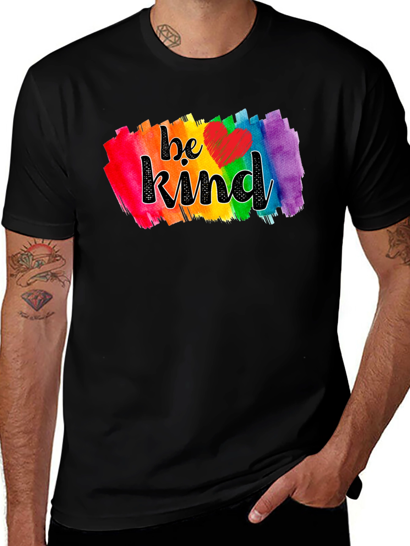 Variant 8 of Be Kind Rainbow Heart Graphic T-Shirt