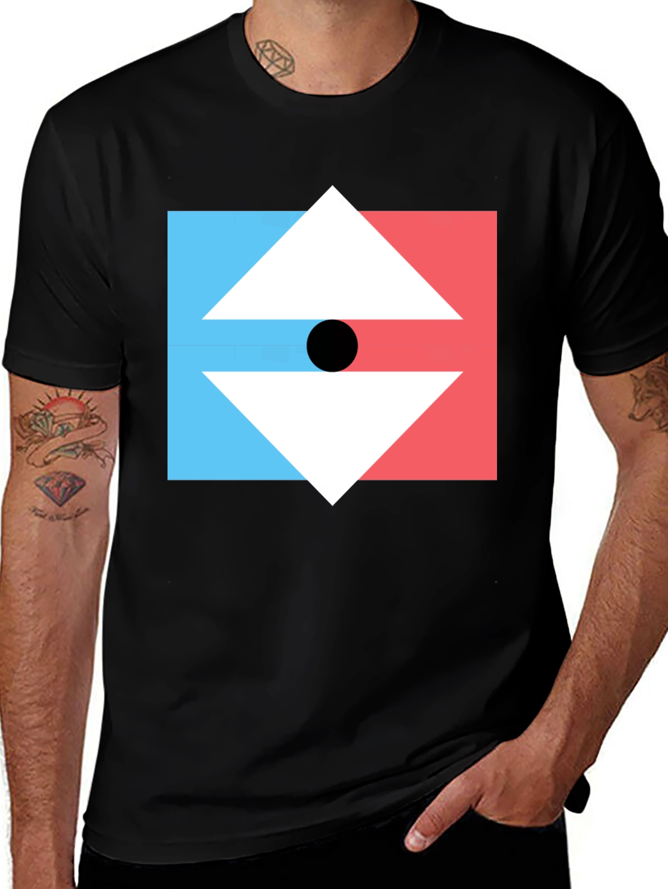 Variant 6 of Geometric Arrow Graphic Tee - Men's Black T-Shirt
