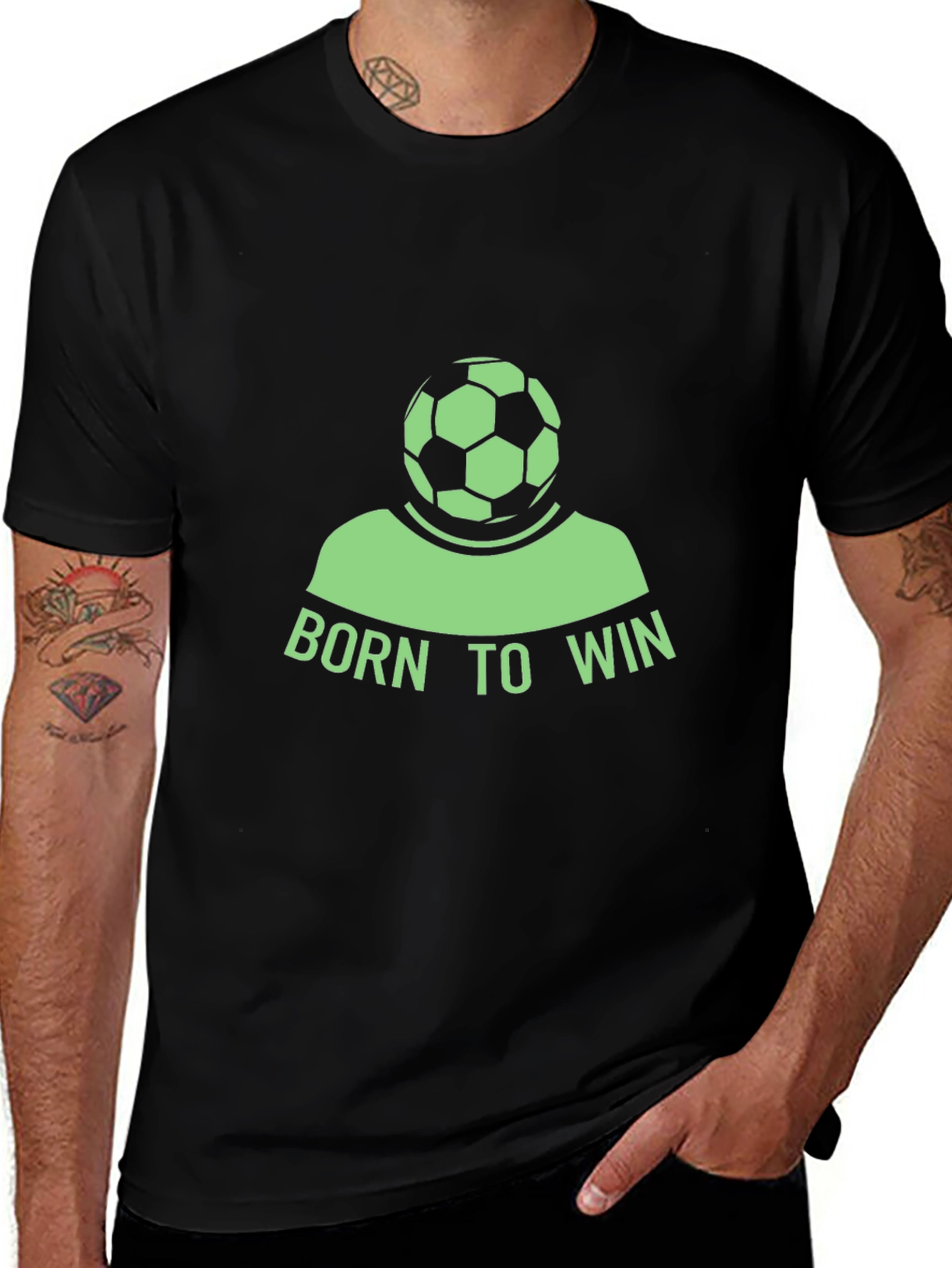 Variant 28 of Born to Win Soccerball Head T-Shirt