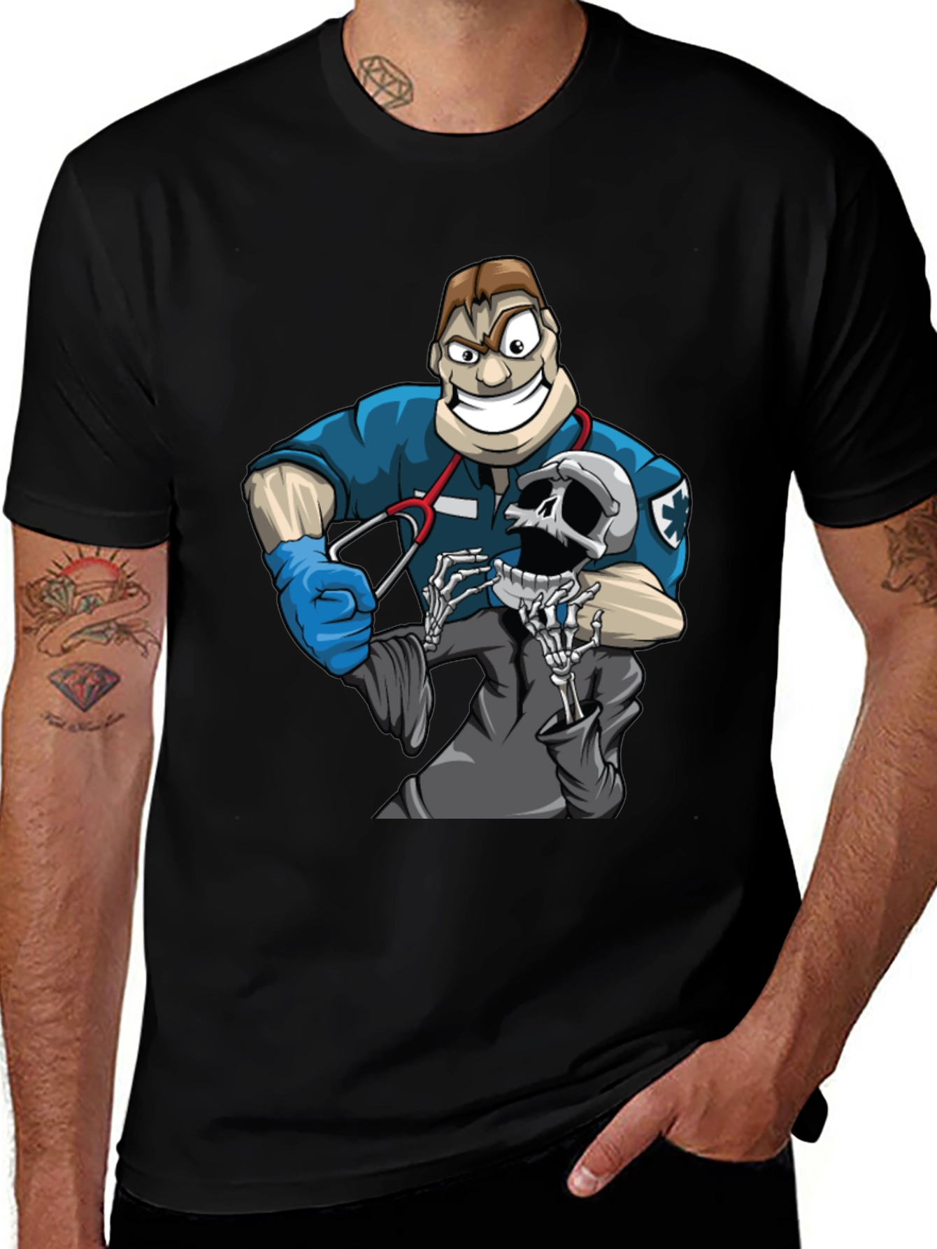 Variant 8 of Cartoon EMT vs Grim Reaper Graphic T-Shirt