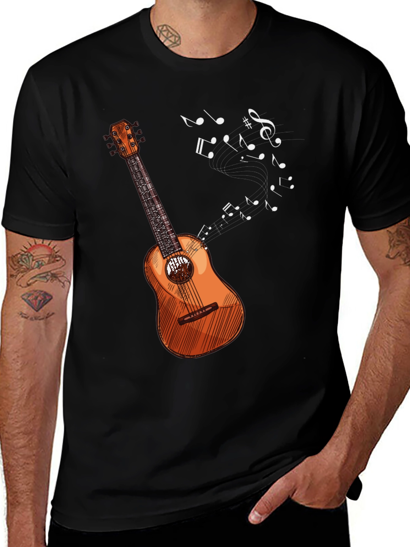 Variant 28 of Musical Guitar T-Shirt - Black