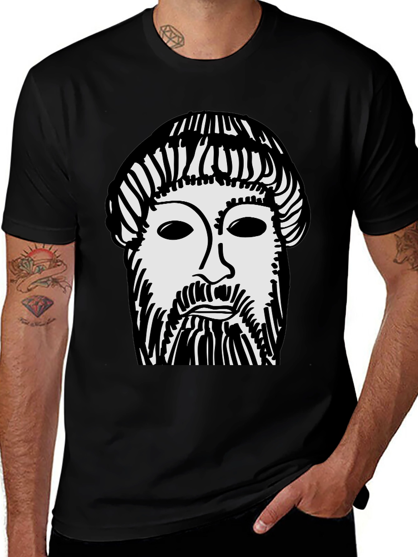 Variant 21 of Ancient Face Graphic Tee - Black