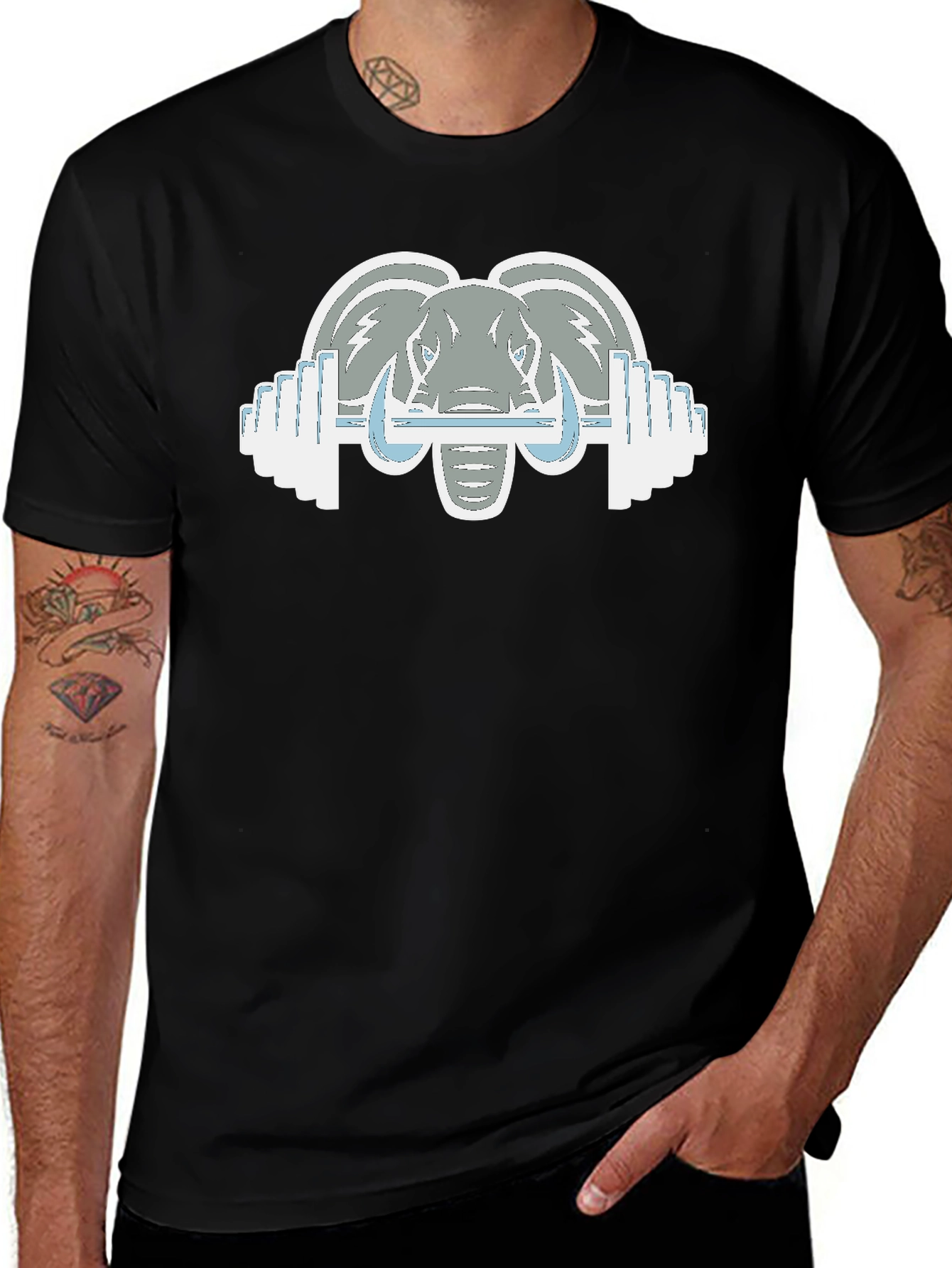 Variant 4 of Elephant Barbell Graphic Tee - Gym Humor T-Shirt