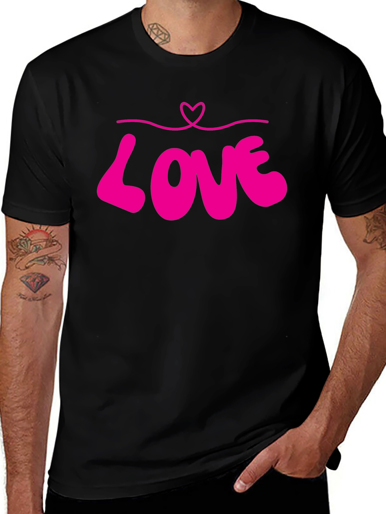 Variant 11 of Love Heart Graphic Tee - Black Unisex T-Shirt