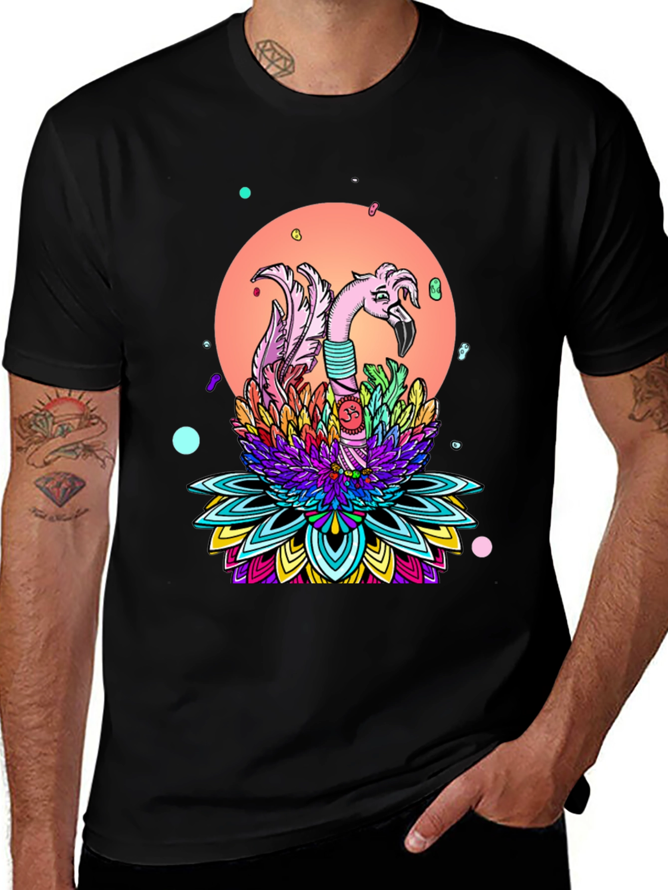 Variant 9 of Psychedelic Flamingo Lotus T-Shirt - Unique Graphic Tee