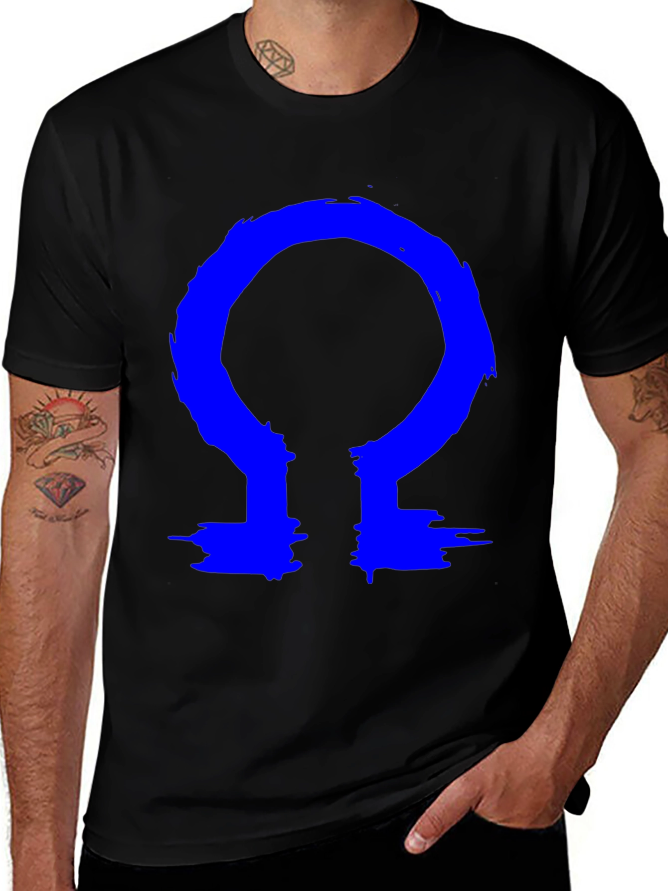Variant 10 of Omega Symbol T-Shirt - Bold Blue Design