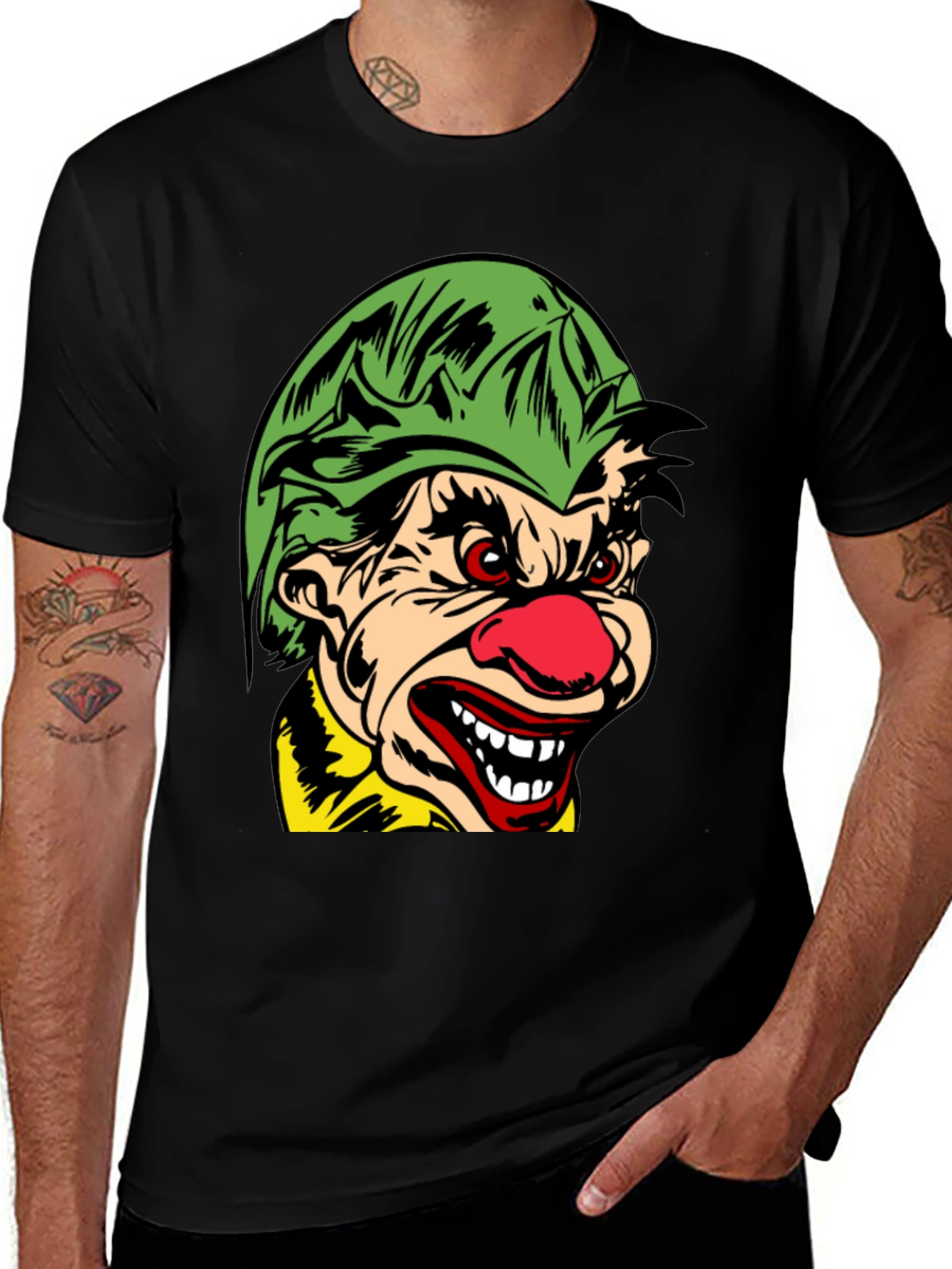 Variant 10 of Creepy Clown Graphic T-Shirt - Black Cotton Tee