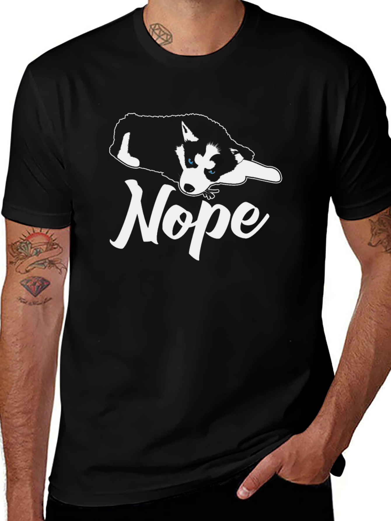 Variant 12 of Nope Lazy Dog Graphic Tee - Casual Comfort