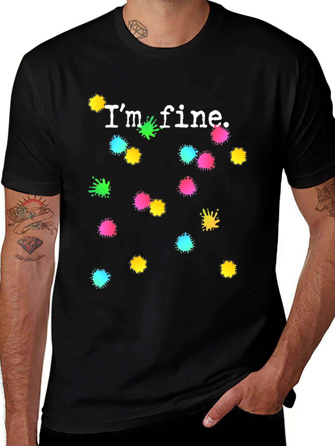 Variant 10 of "I'm Fine" Graphic Tee - Humorous Ink Splatter Design