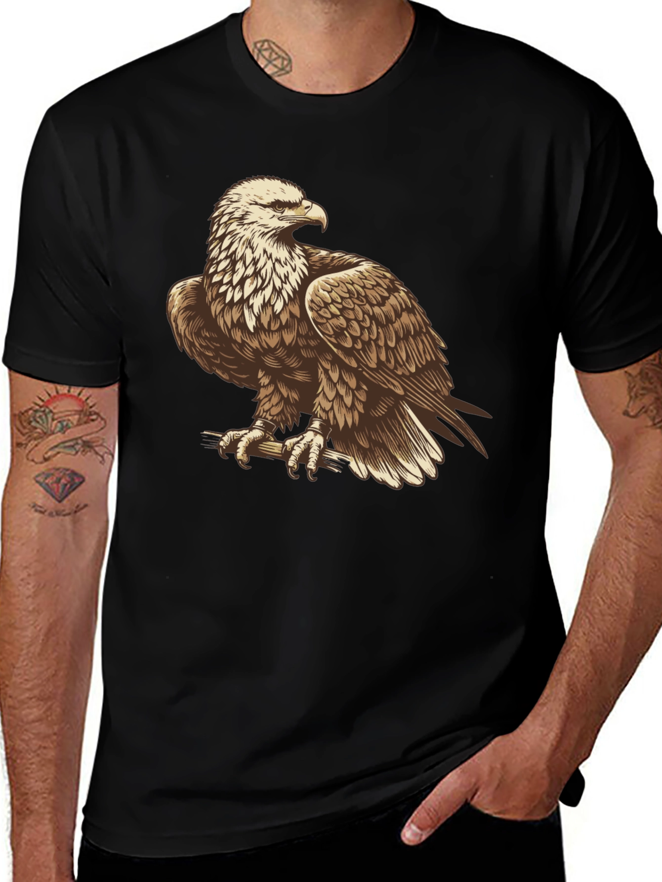 Variant 19 of Eagle Graphic Print Black T-Shirt