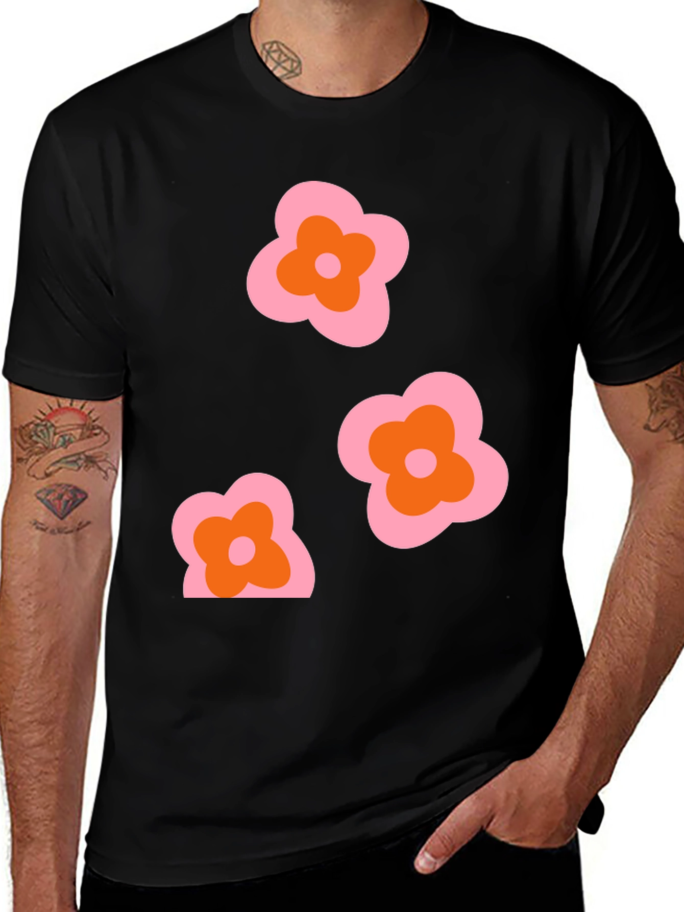 Variant 2 of Retro Floral Graphic T-Shirt - Funky 70s Style