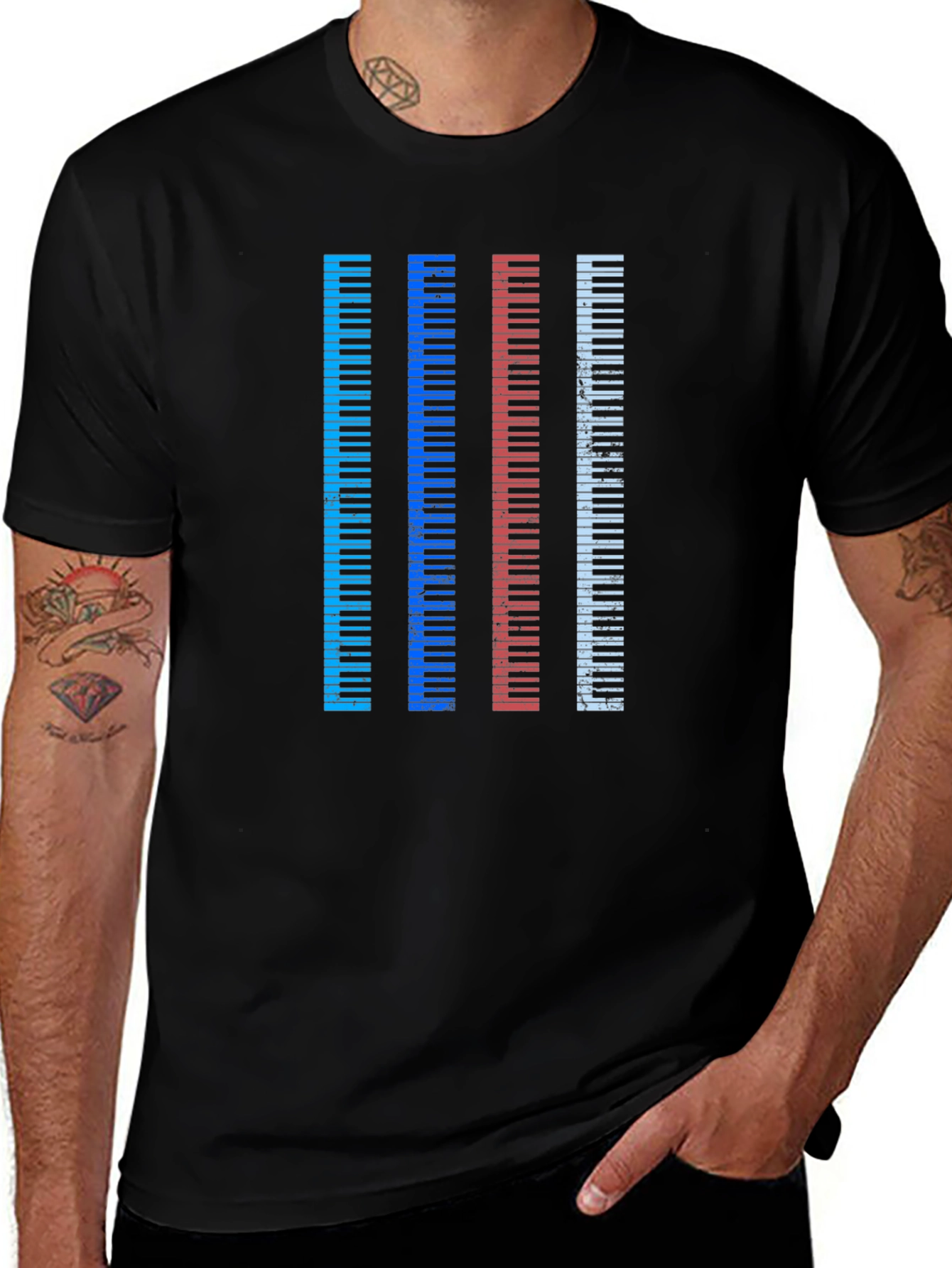 Variant 24 of Colorful Piano Keys Graphic Tee