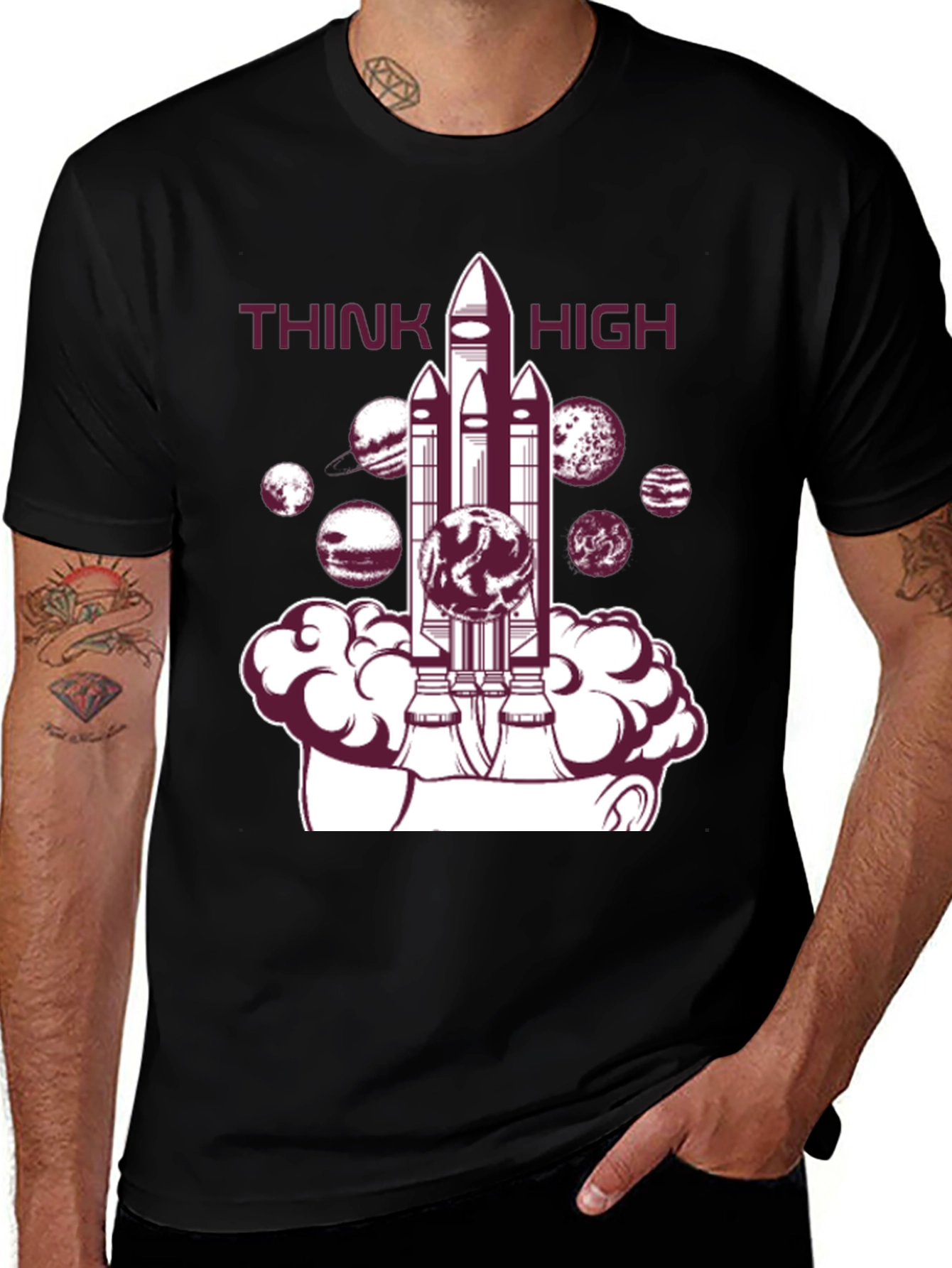 Variant 26 of Think High Space Rocket Graphic Tee