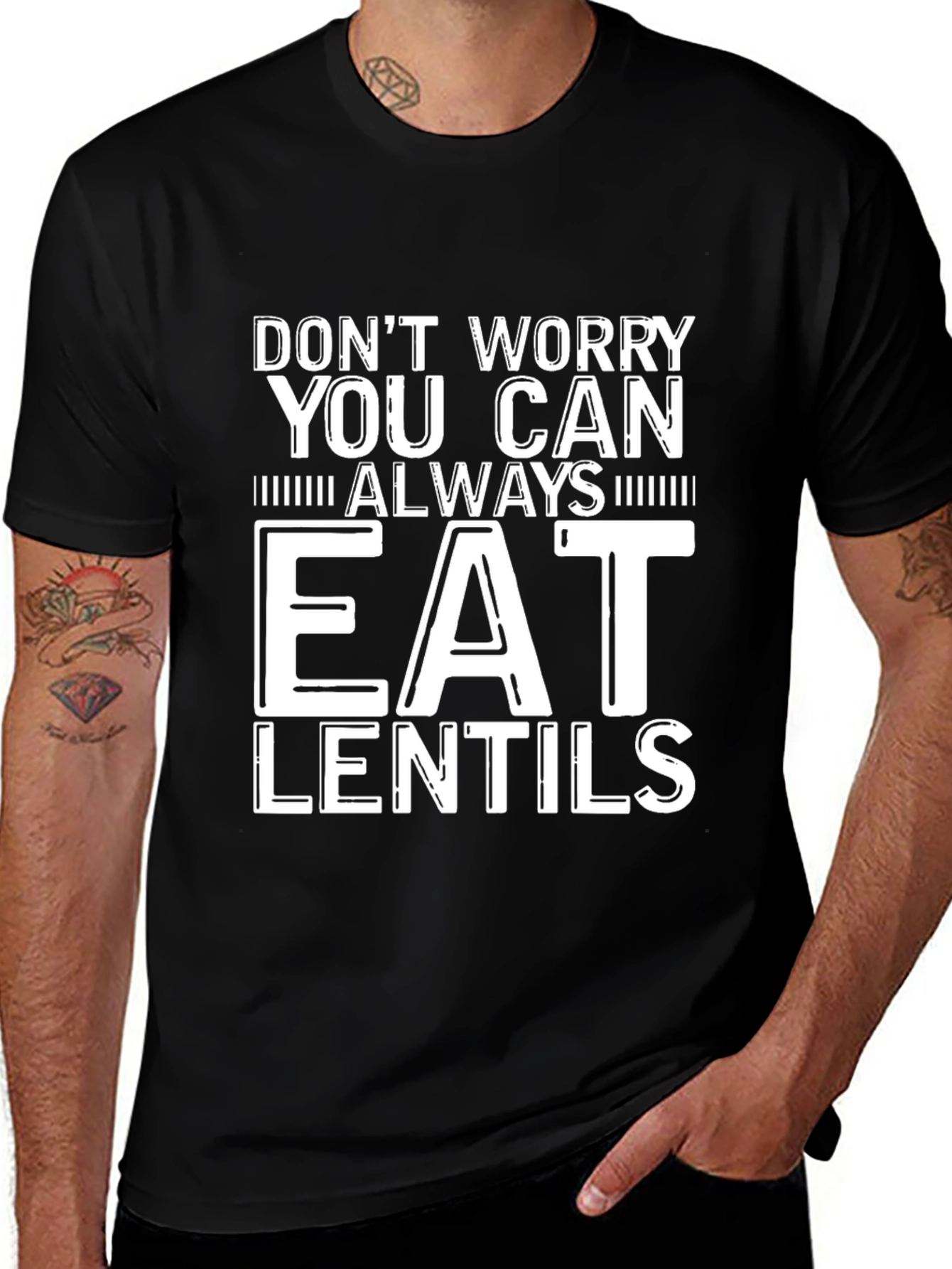 Variant 20 of Eat Lentils Graphic T-Shirt - Unisex Black Tee
